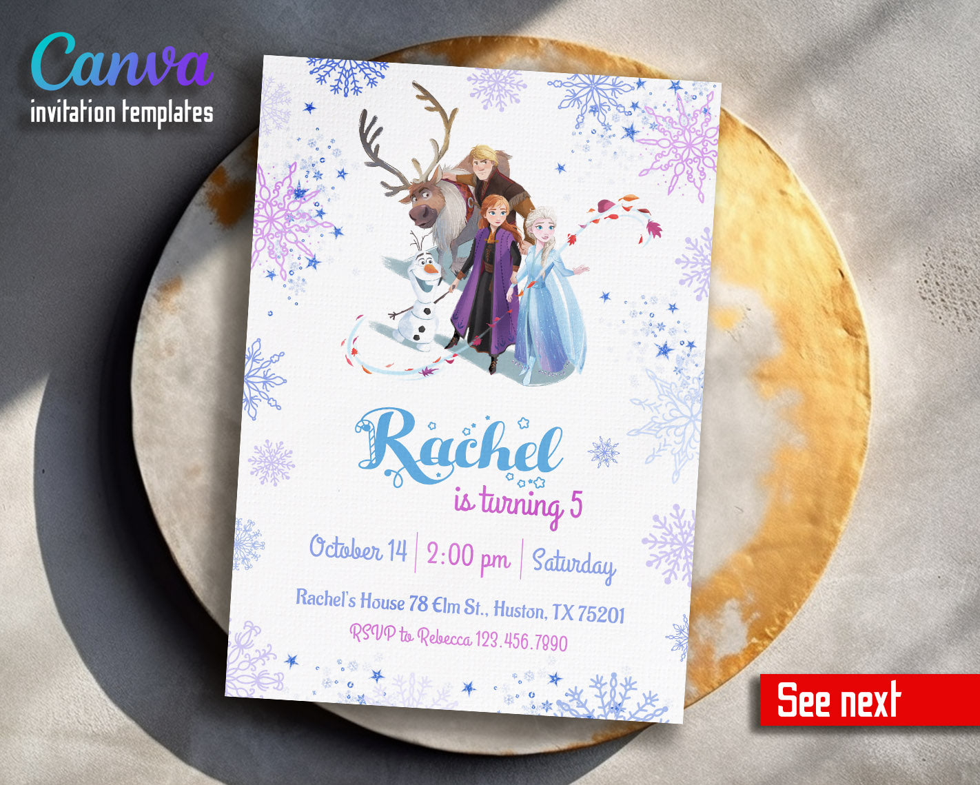 Frozen Elsa customizable invitation template | Share or Print | girl | QS151