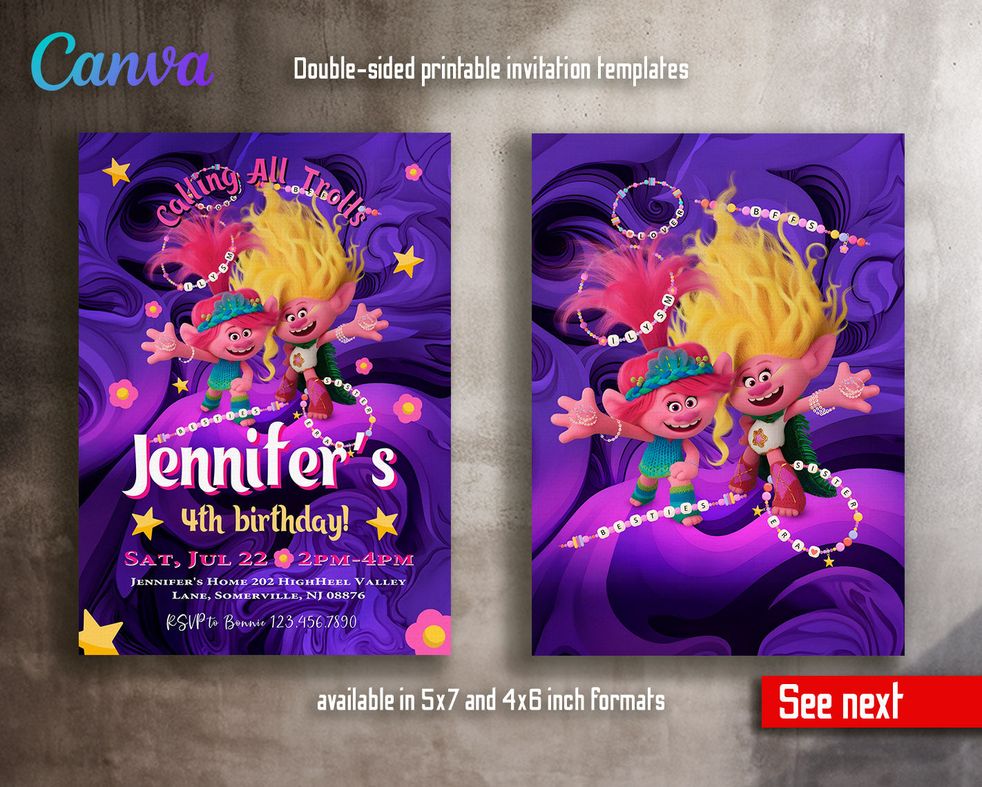 Trolls Poppy customizable invitation template | Share or Print | | WH957
