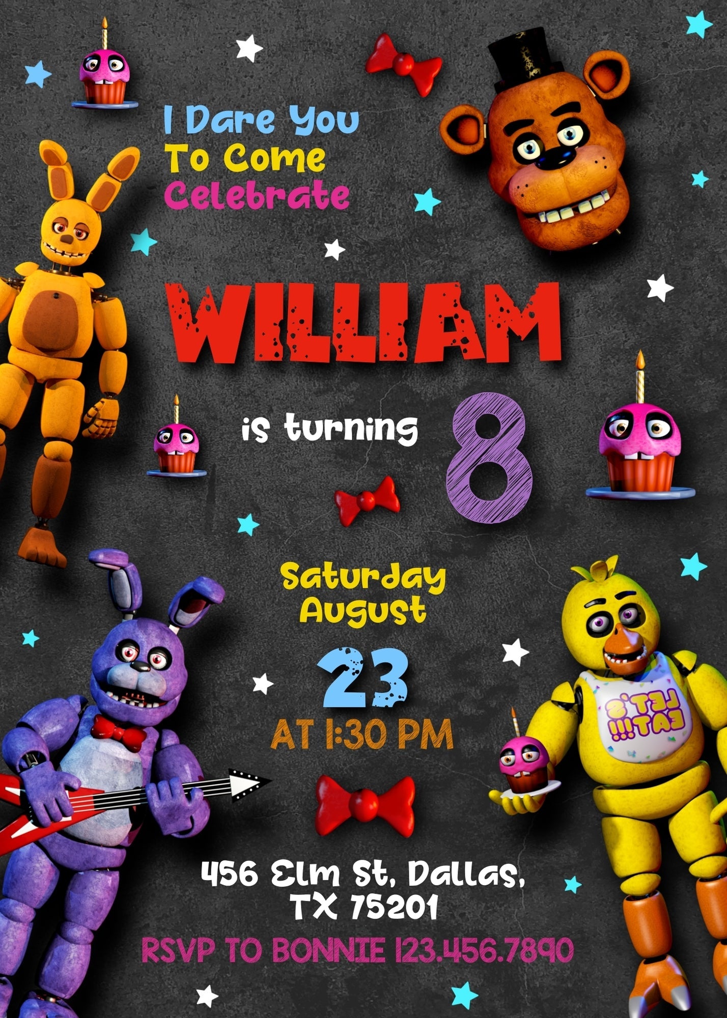 Five Nights at Freddy's customizable invitation template | Share or Print | | WQ612