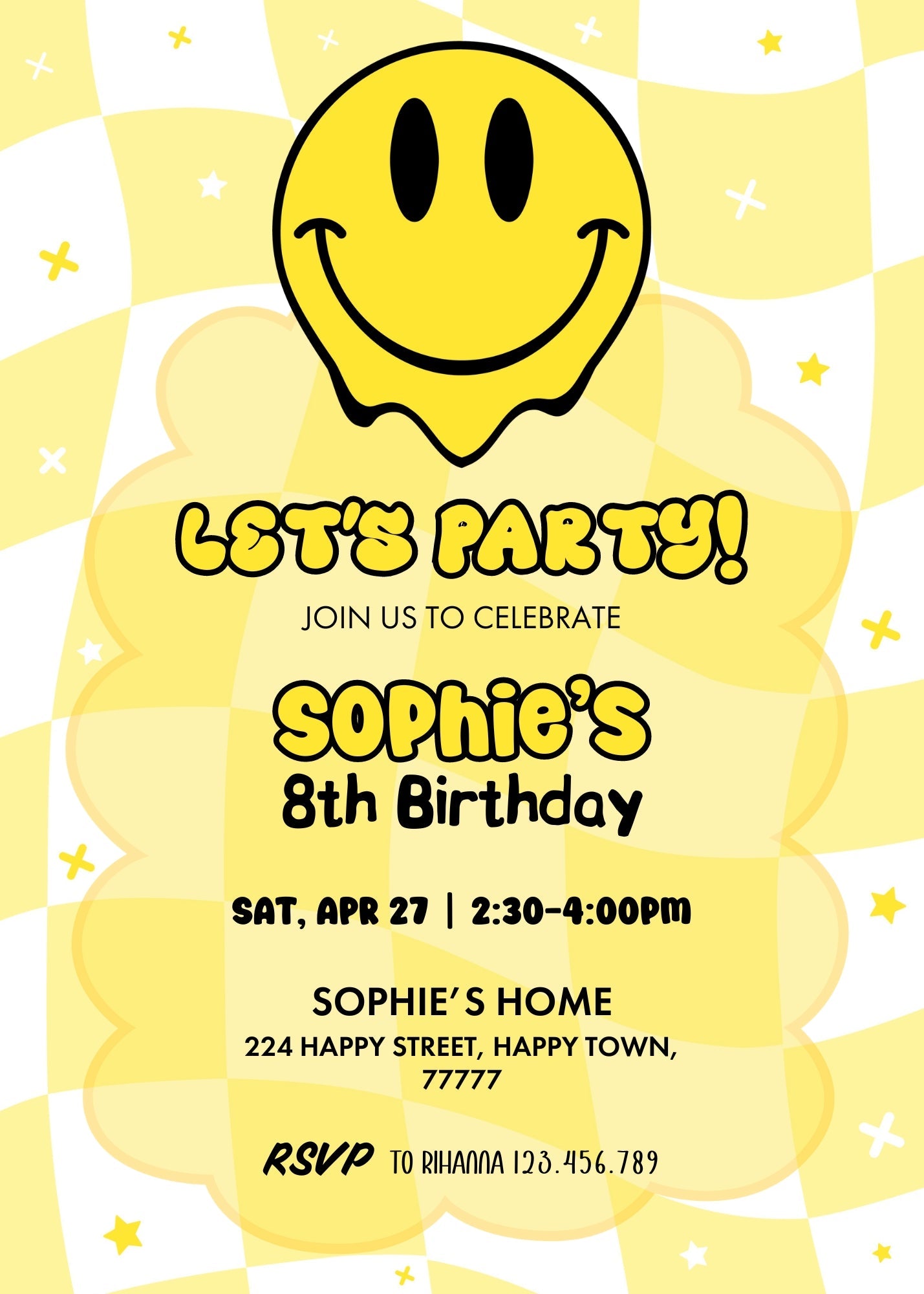 Smiley Face customizable invitation template | Share or Print | | YT096