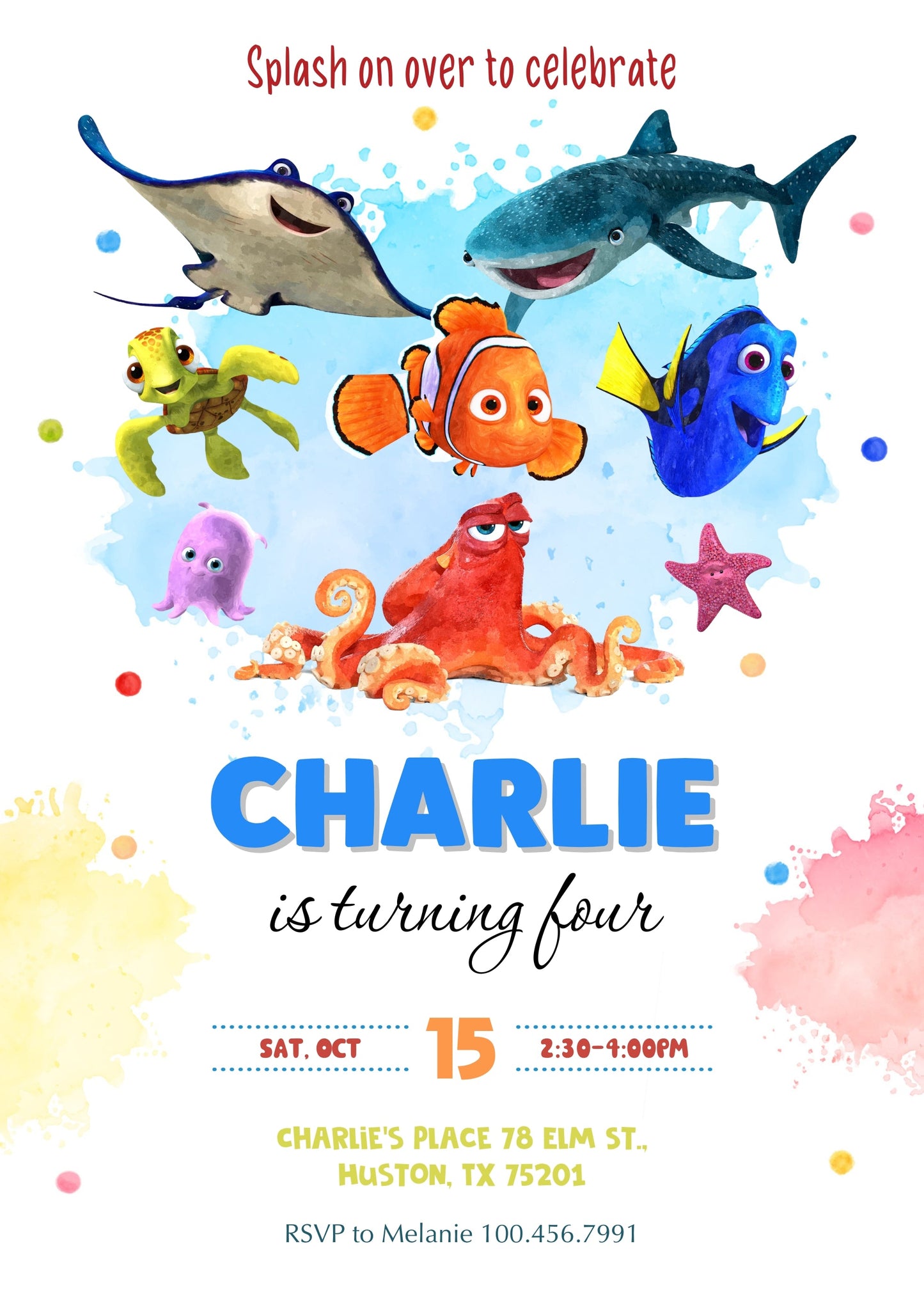 Finding Nemo customizable invitation template | Share or Print | | AH797