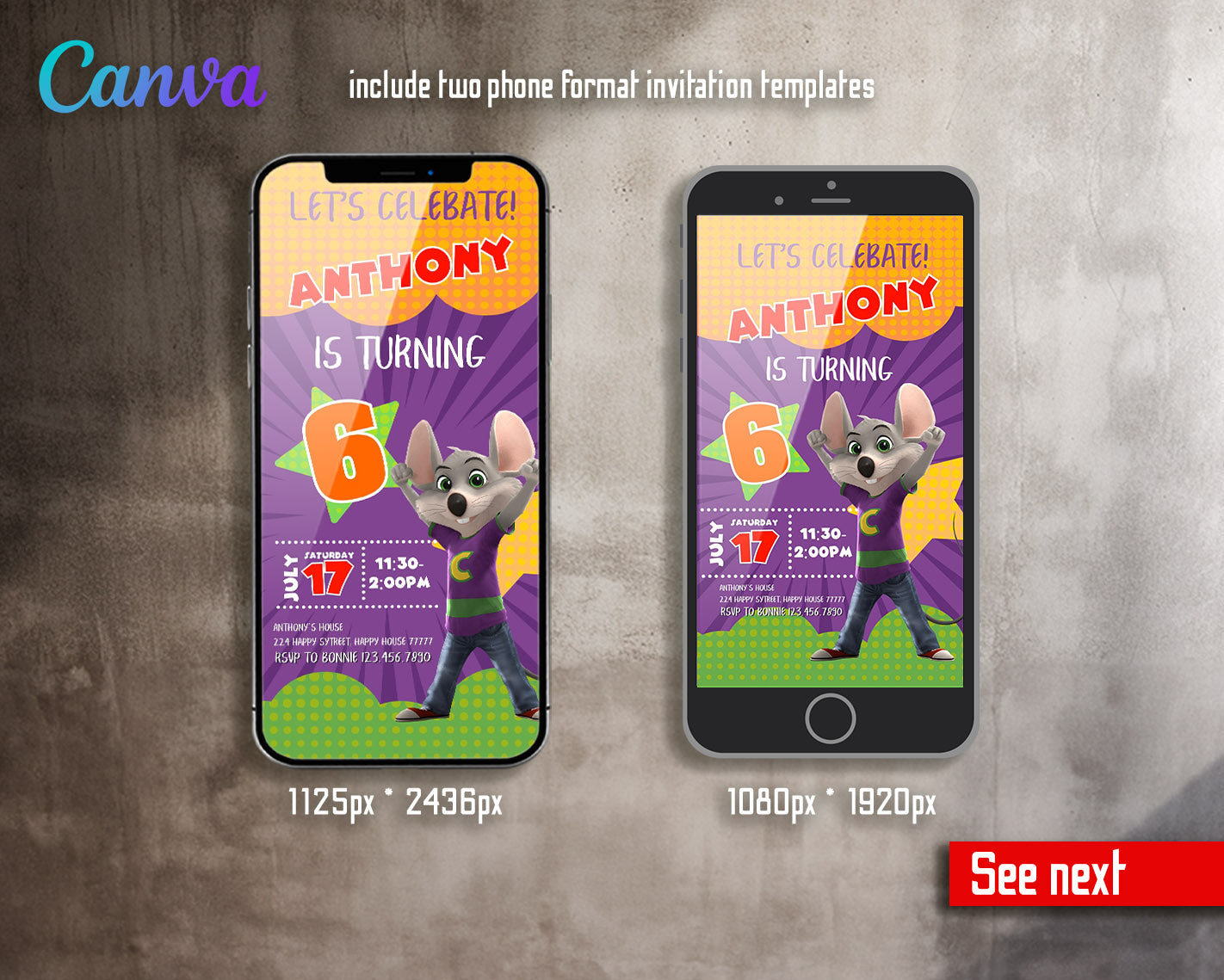 Chuck E. Cheese customizable invitation template | Share or Print | | EU285