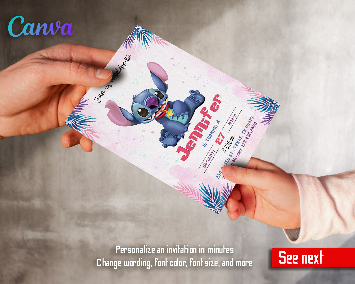 Lilo & Stitch Aloha customizable invitation template | Share or Print | | KB364