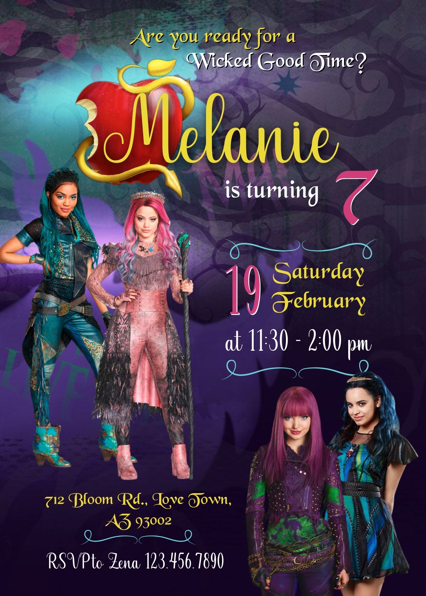 Descendants Disney customizable invitation template | Share or Print | | BO852