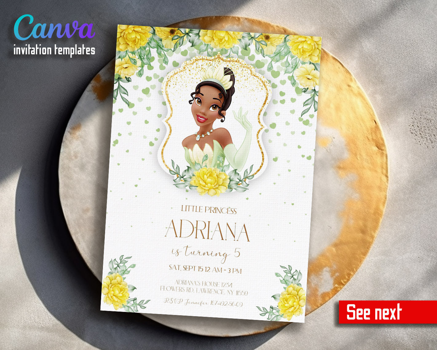 Tiana Frog Princess  customizable invitation template | Share or Print | girl | WP311
