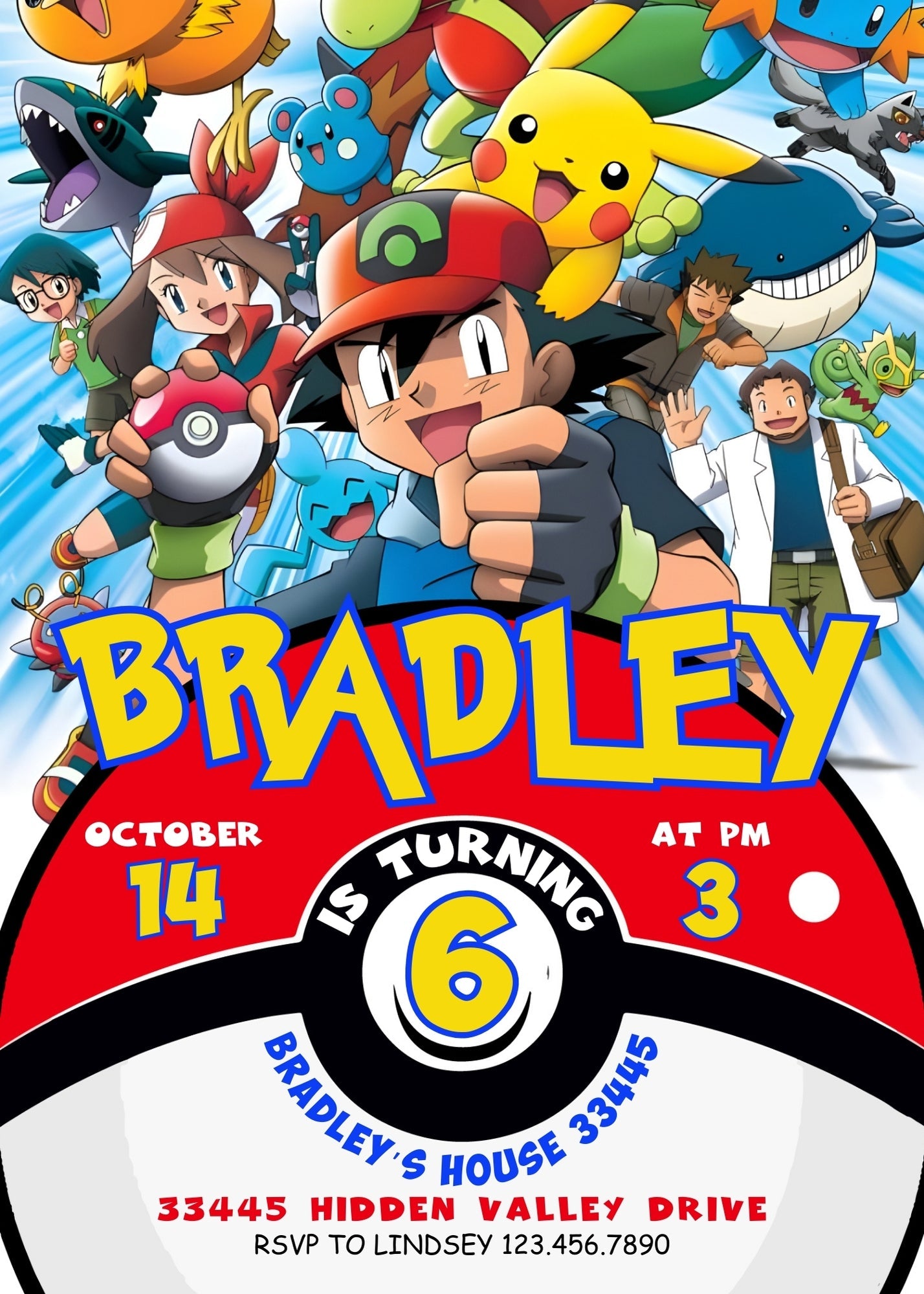 Pokemon Pikachu customizable invitation template | Share or Print | | SC211