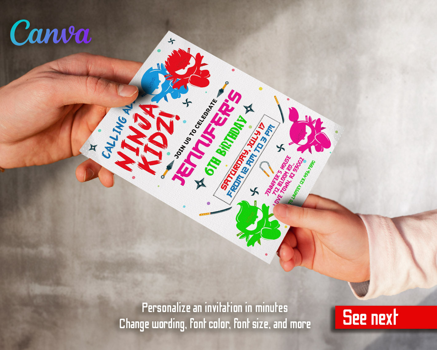 Ninja Kidz TV customizable invitation template | Share or Print | | ZZ226