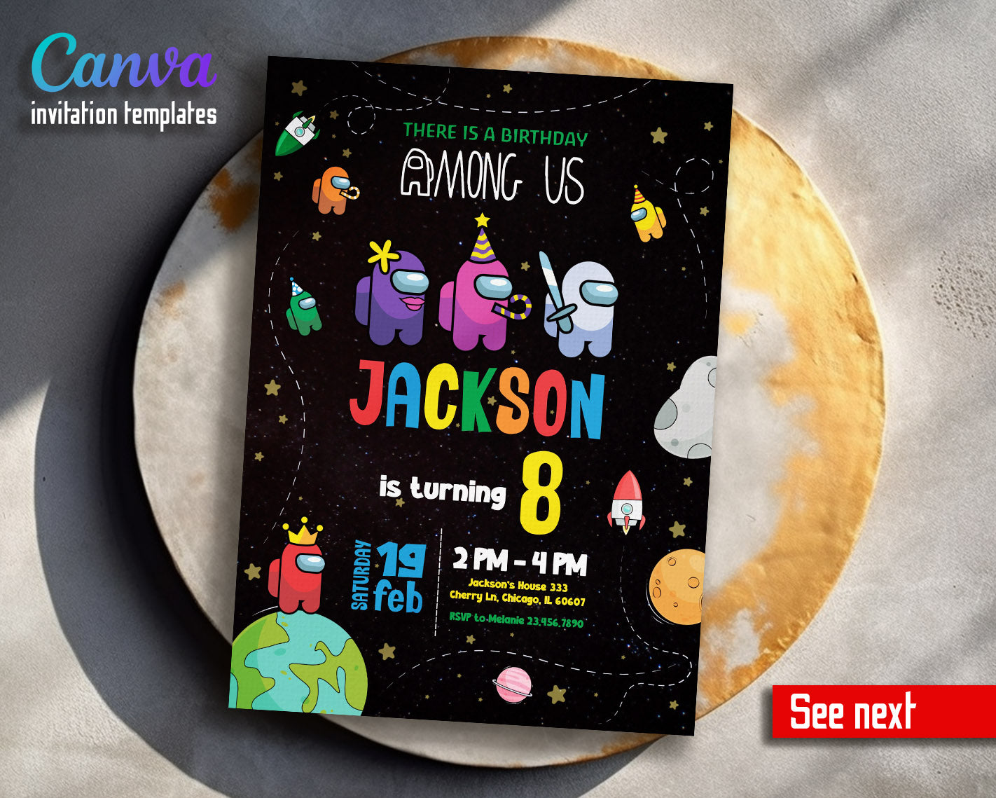 Among Us Gamer customizable invitation template | Share or Print | | RD787