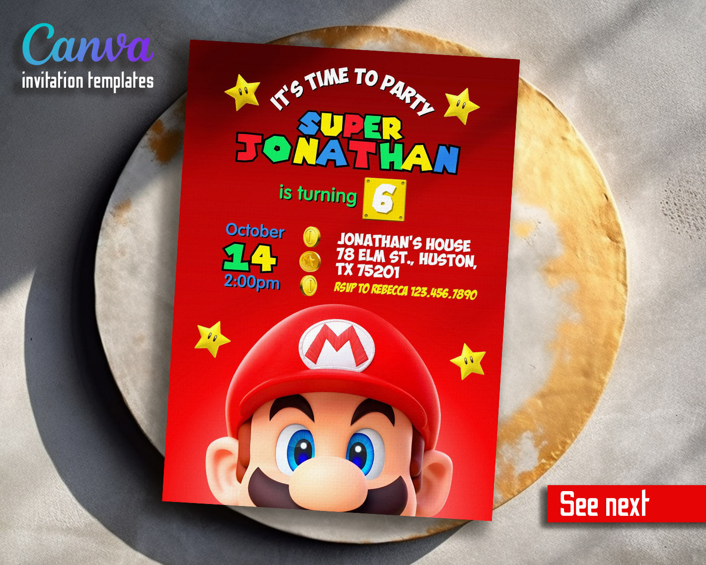 Super Mario Bros customizable invitation template | Share or Print | | NT219