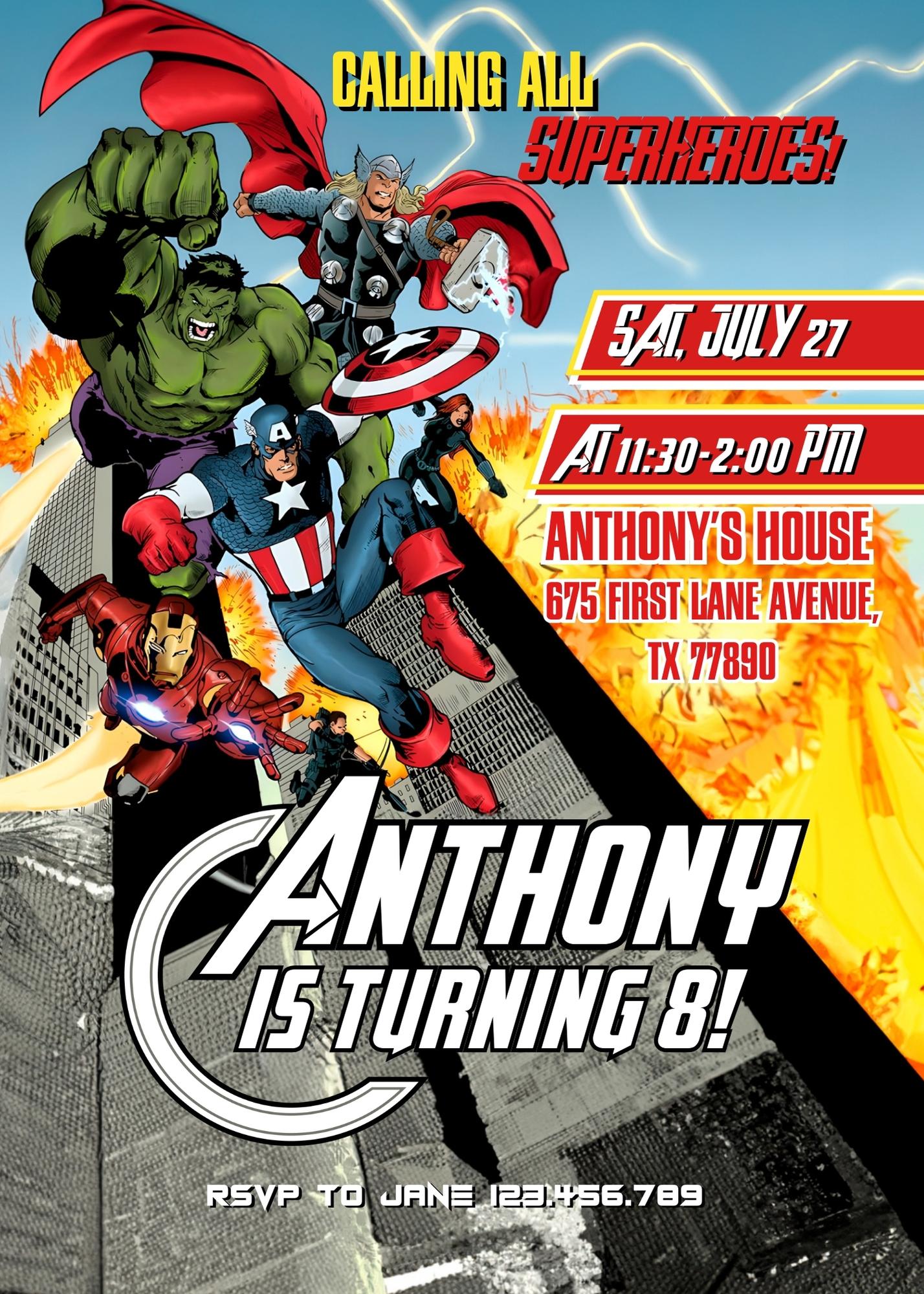 Avengers Marvel Superhero customizable invitation template | Share or Print | boy | HA730