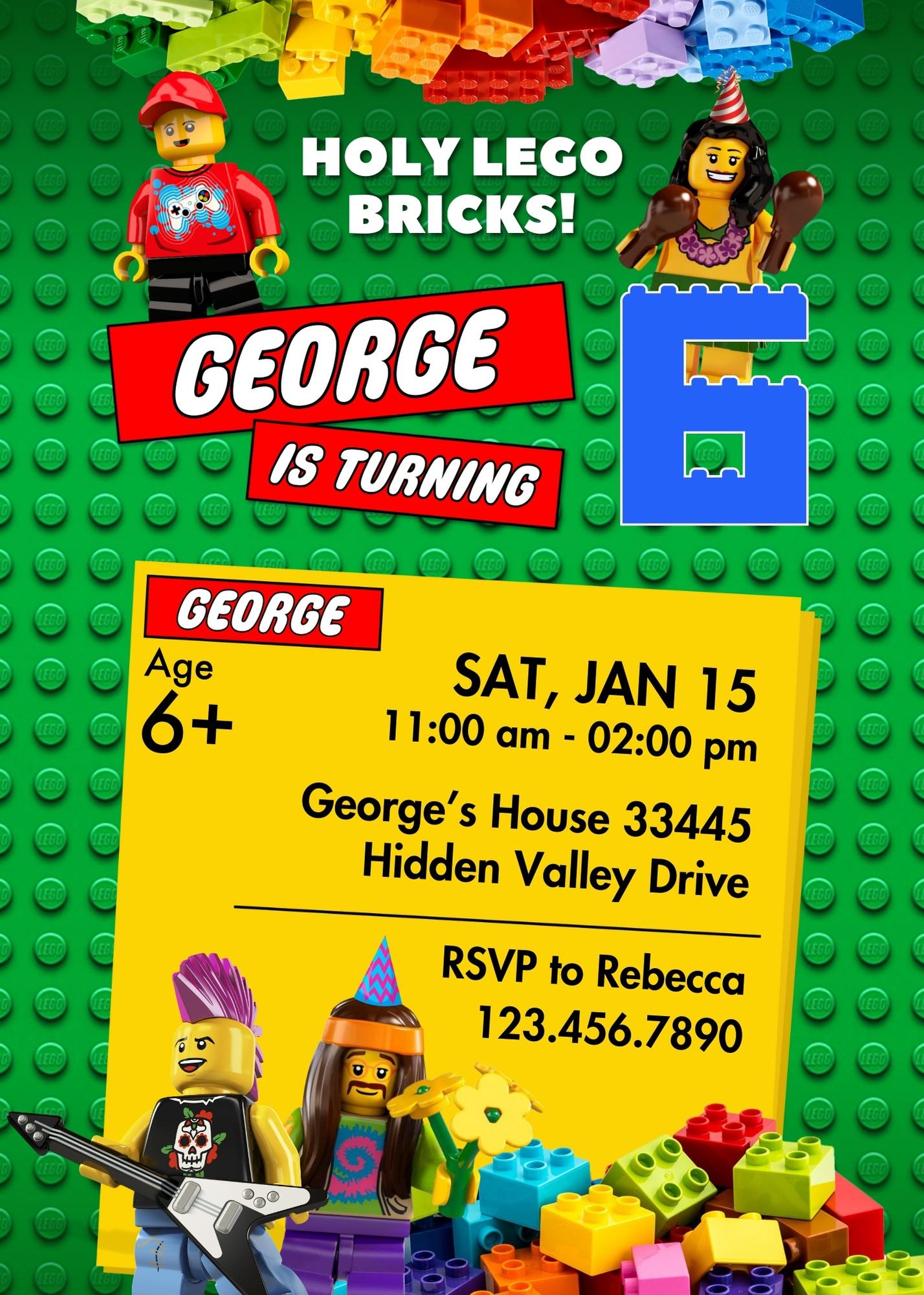 Lego Minifigures customizable invitation template | Share or Print | | TD604