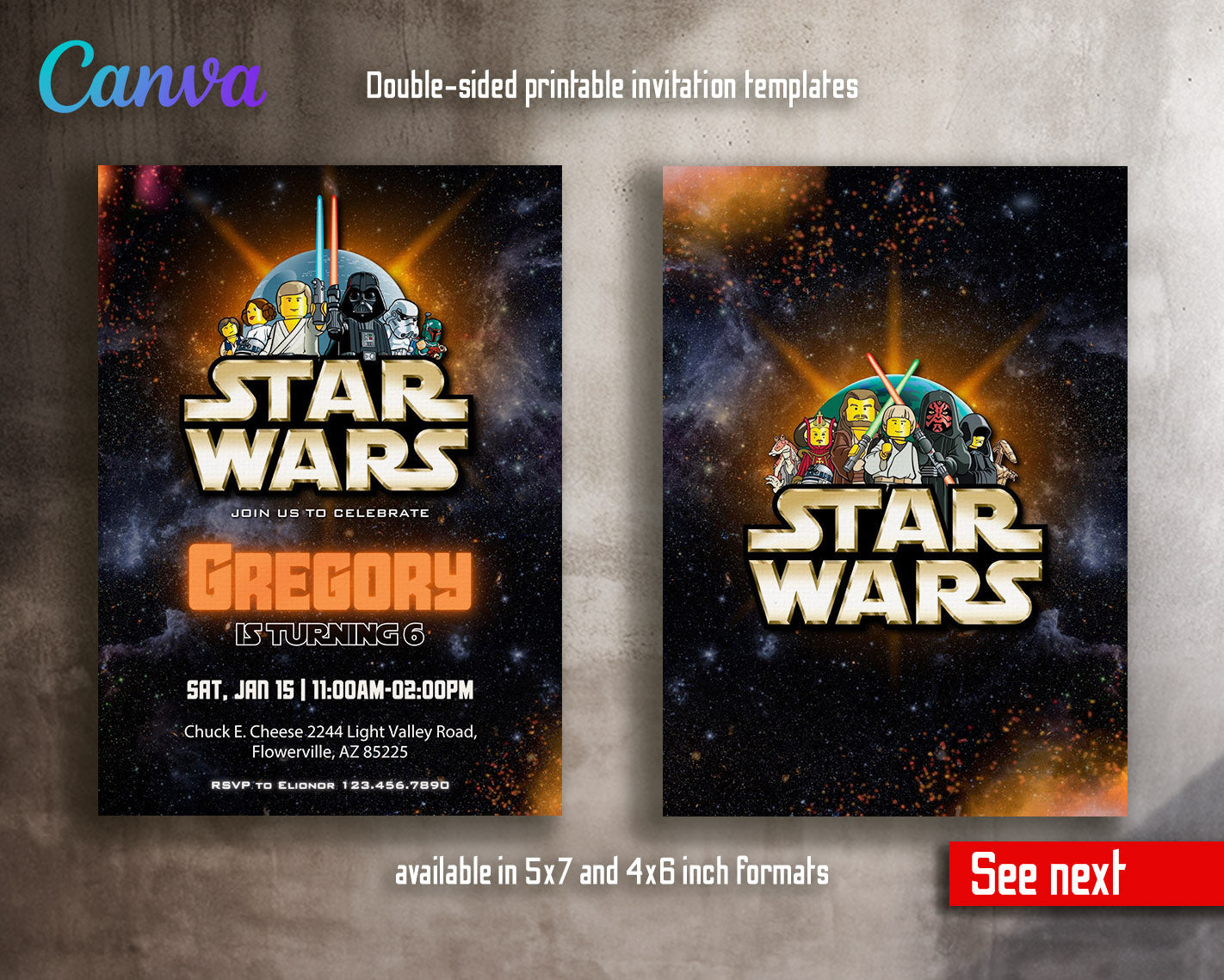 Star Wars Darth Vader Lego Minifigures customizable invitation template | Share or Print | | TC079