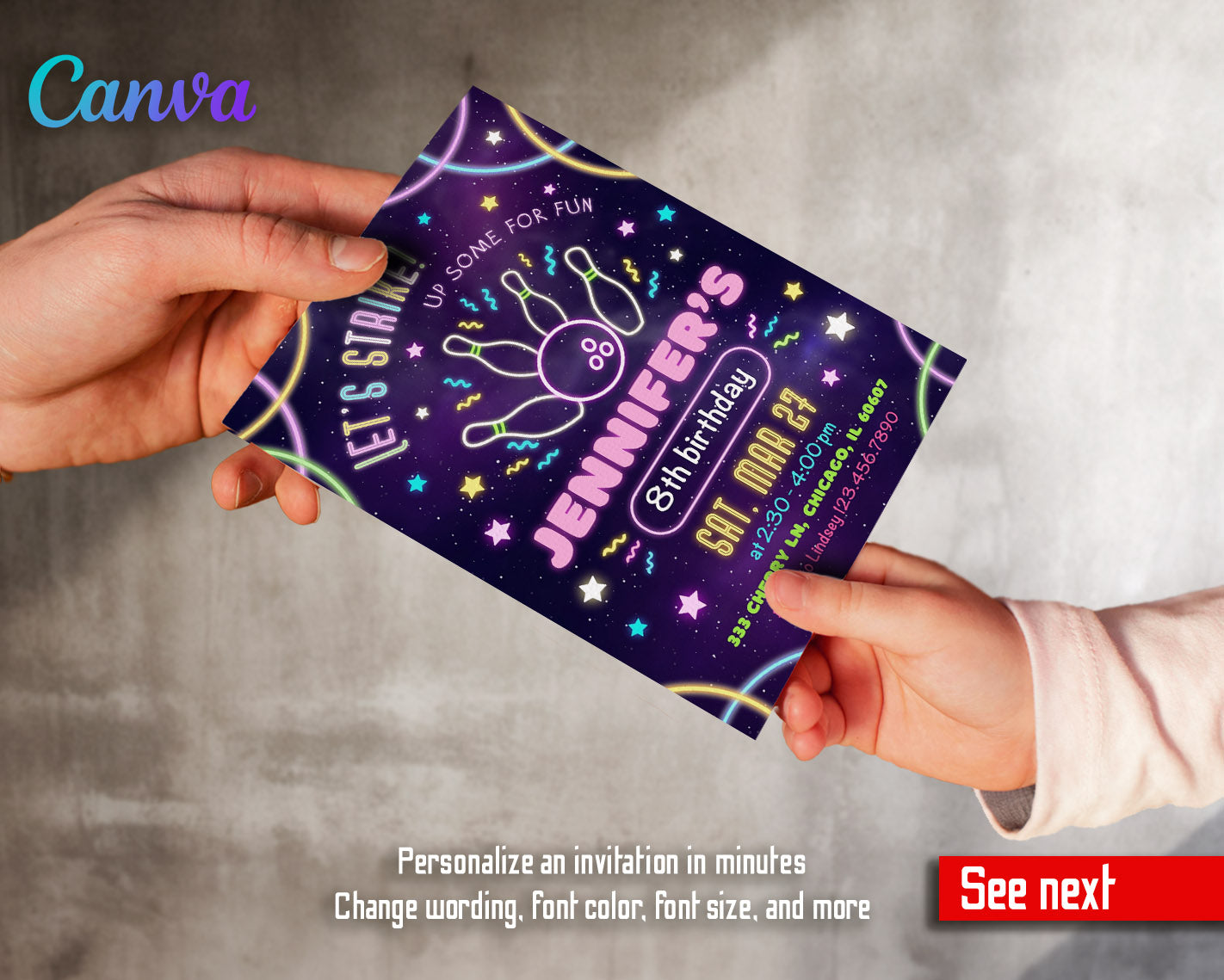 Bowling Strike Up customizable invitation template | Share or Print | | AC072