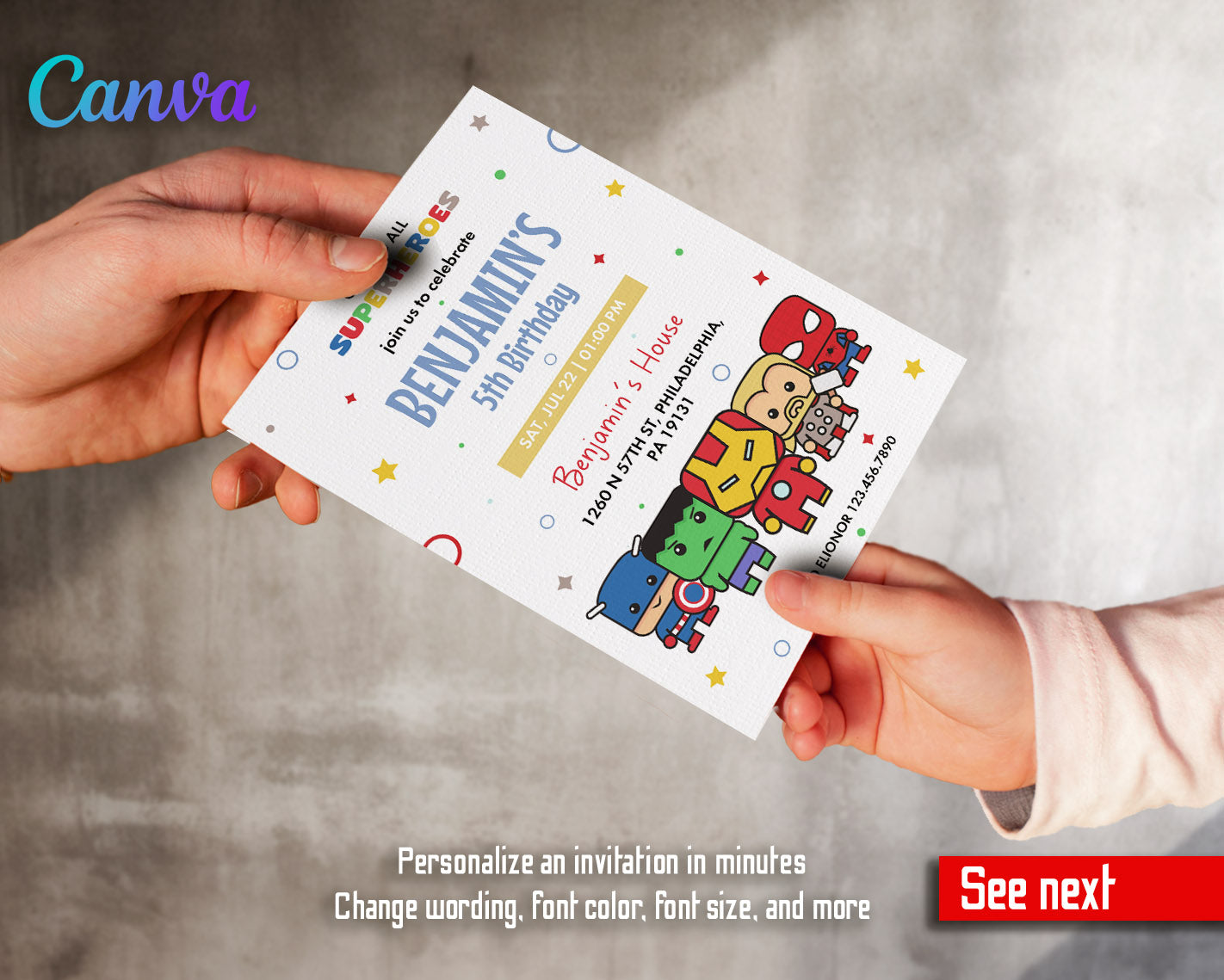 Avengers Marvel Superhero customizable invitation template | Share or Print | boy | GG758