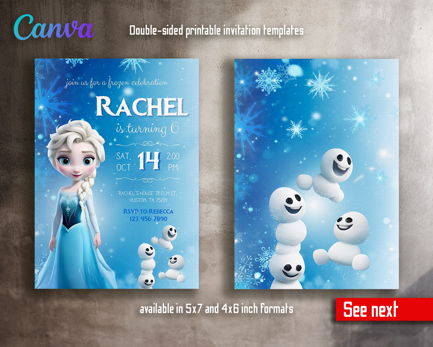 Frozen Elsa customizable invitation template | Share or Print | girl | EK828