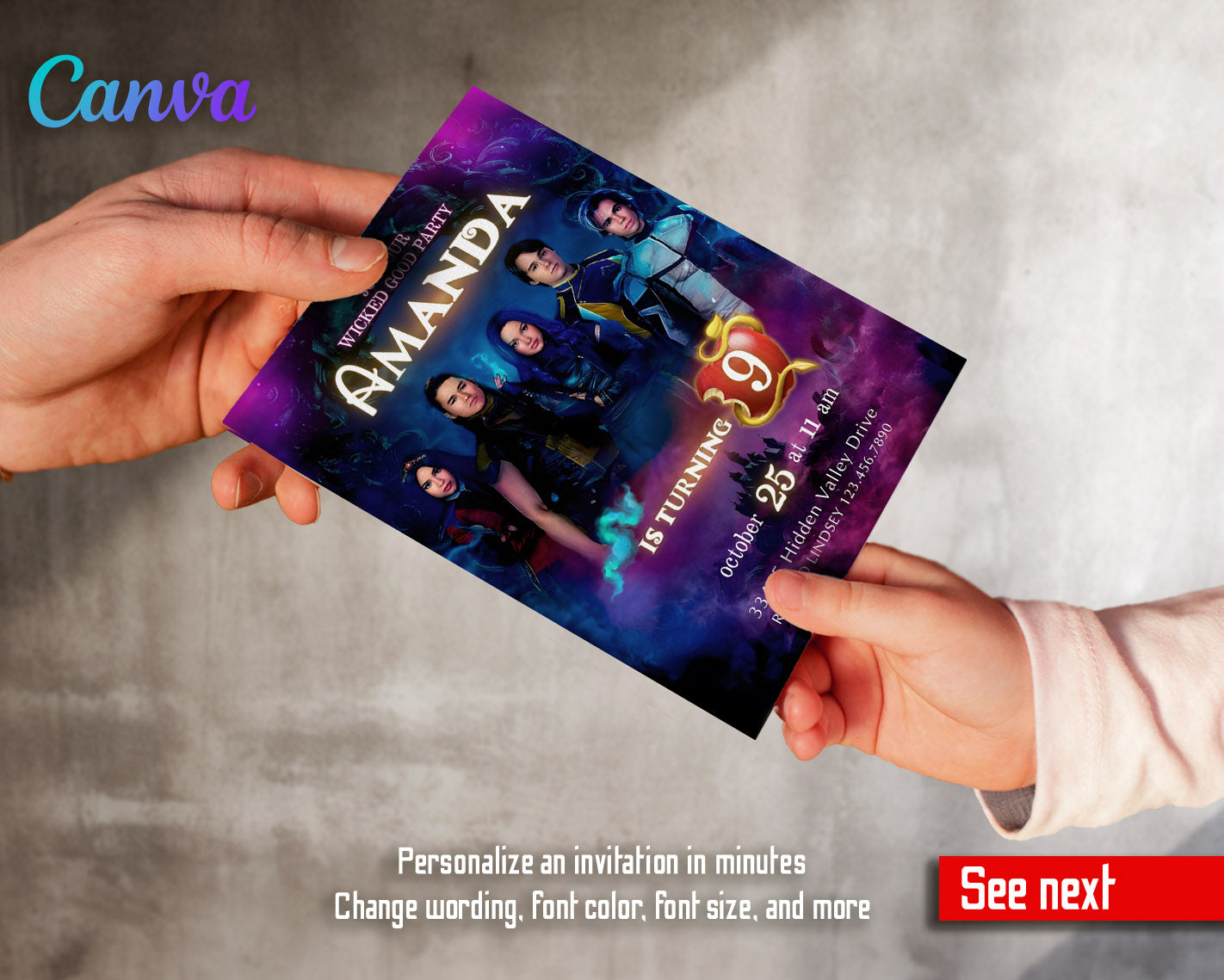 Descendants Disney customizable invitation template | Share or Print | | HK817