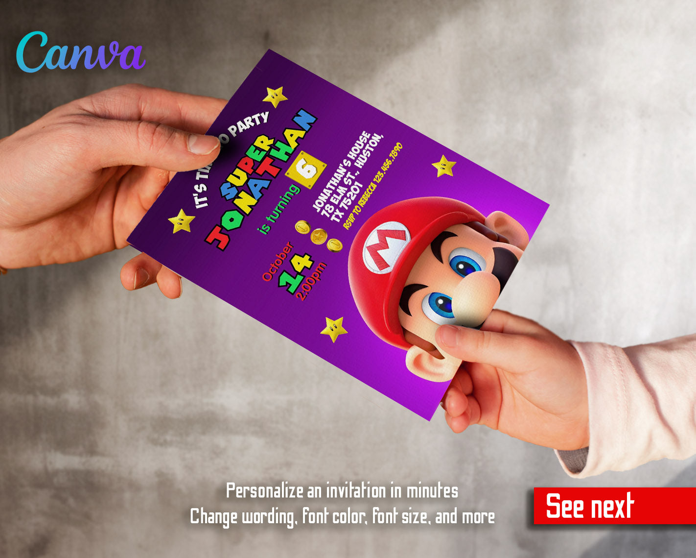 Super Mario Bros customizable invitation template | Share or Print | | CU452