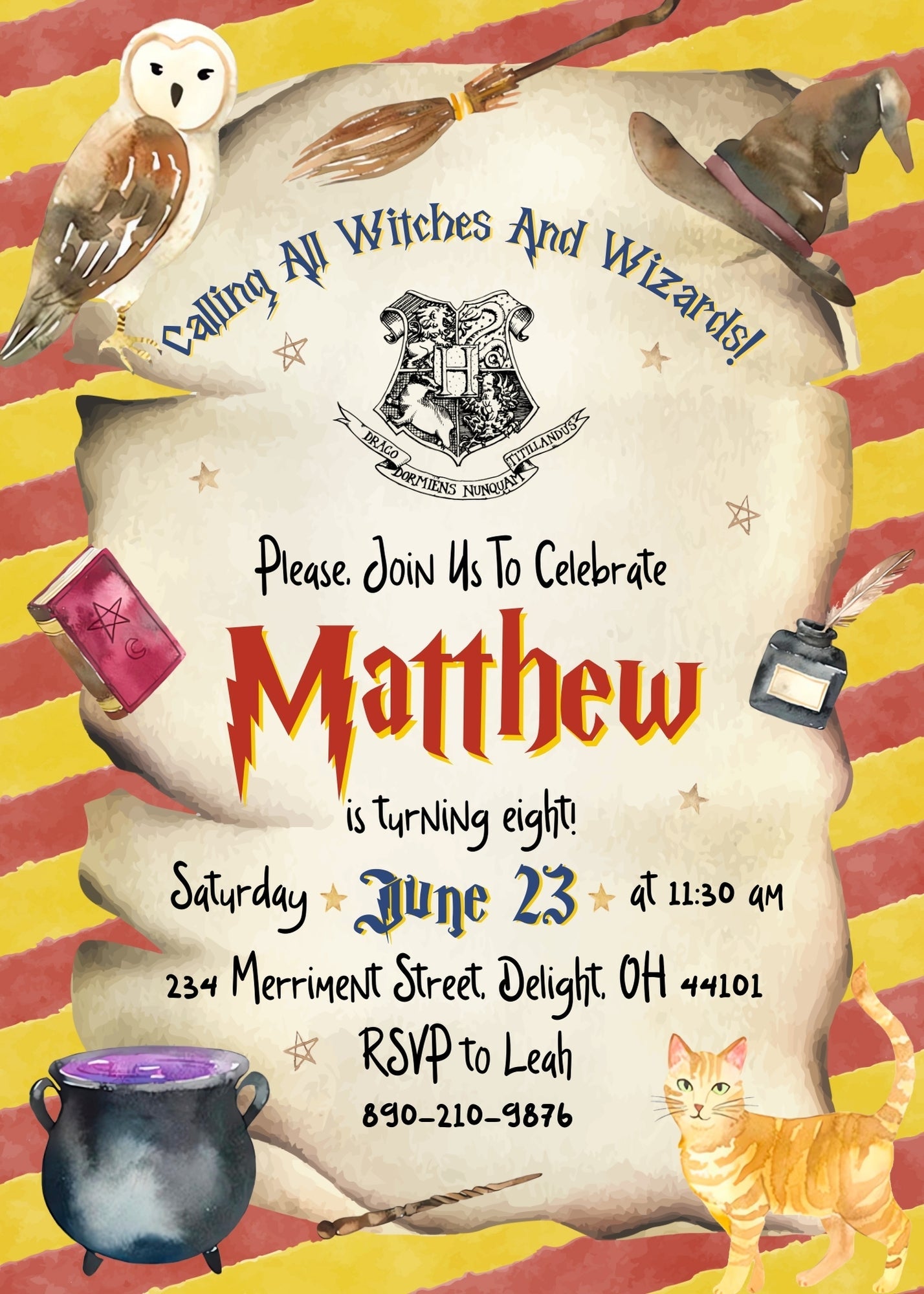 Harry Potter customizable invitation template | Share or Print | | GX787