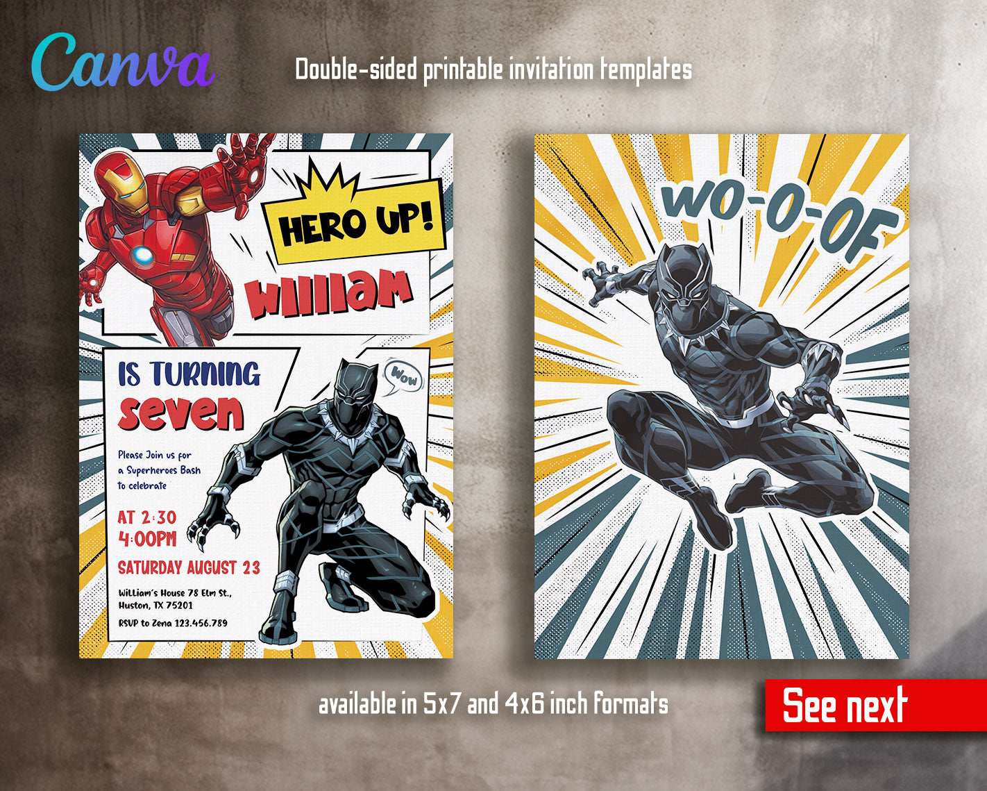 Avengers Marvel Superhero customizable invitation template | Share or Print | boy | JM768