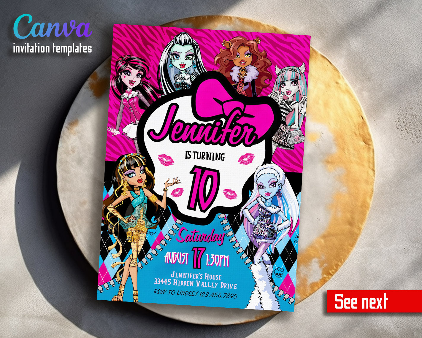 Monster High customizable invitation template | Share or Print | girl | OE970