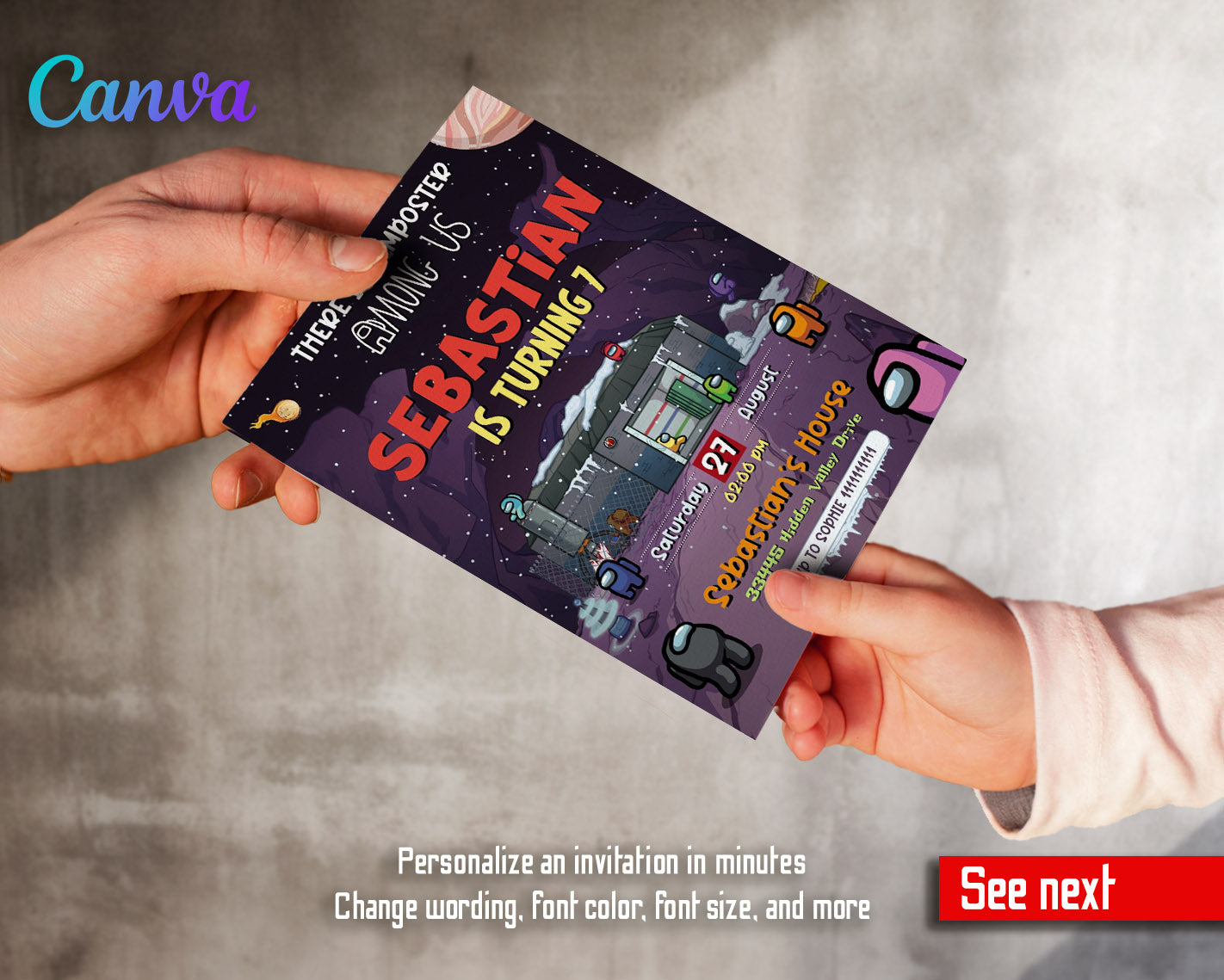 Among Us Gamer customizable invitation template | Share or Print | | DT913