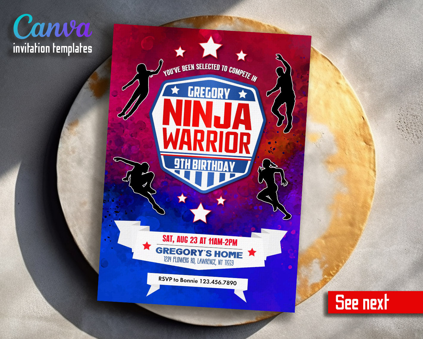 American Ninja Warrior customizable invitation template | Share or Print | | IC899