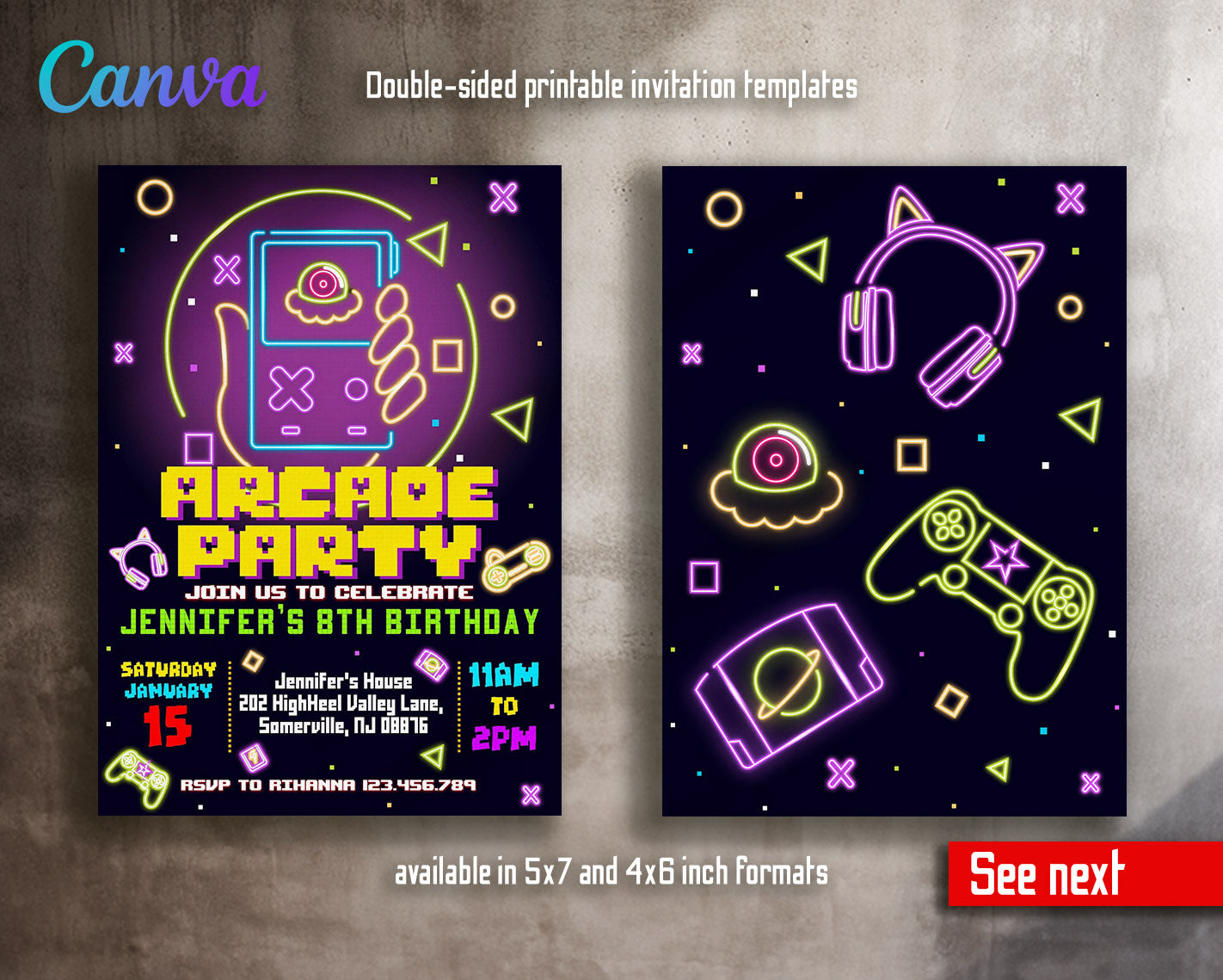 Arcade Gamer customizable invitation template | Share or Print | | JH197