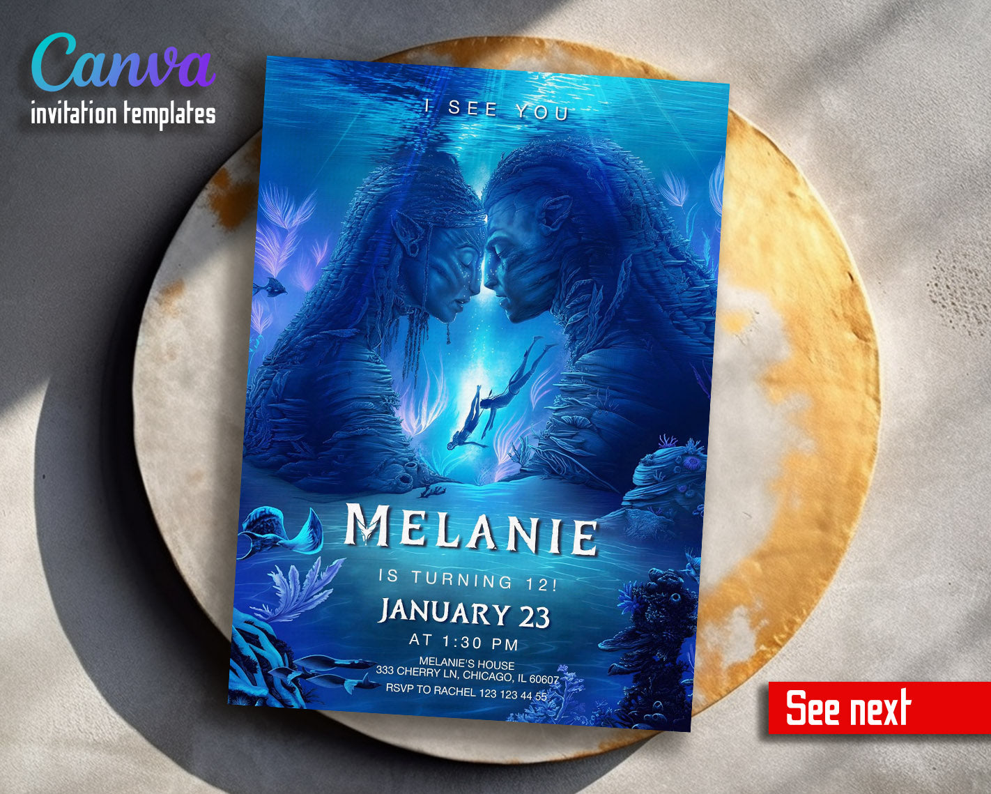 Avatar The Way of Water customizable invitation template | Share or Print | | VM276