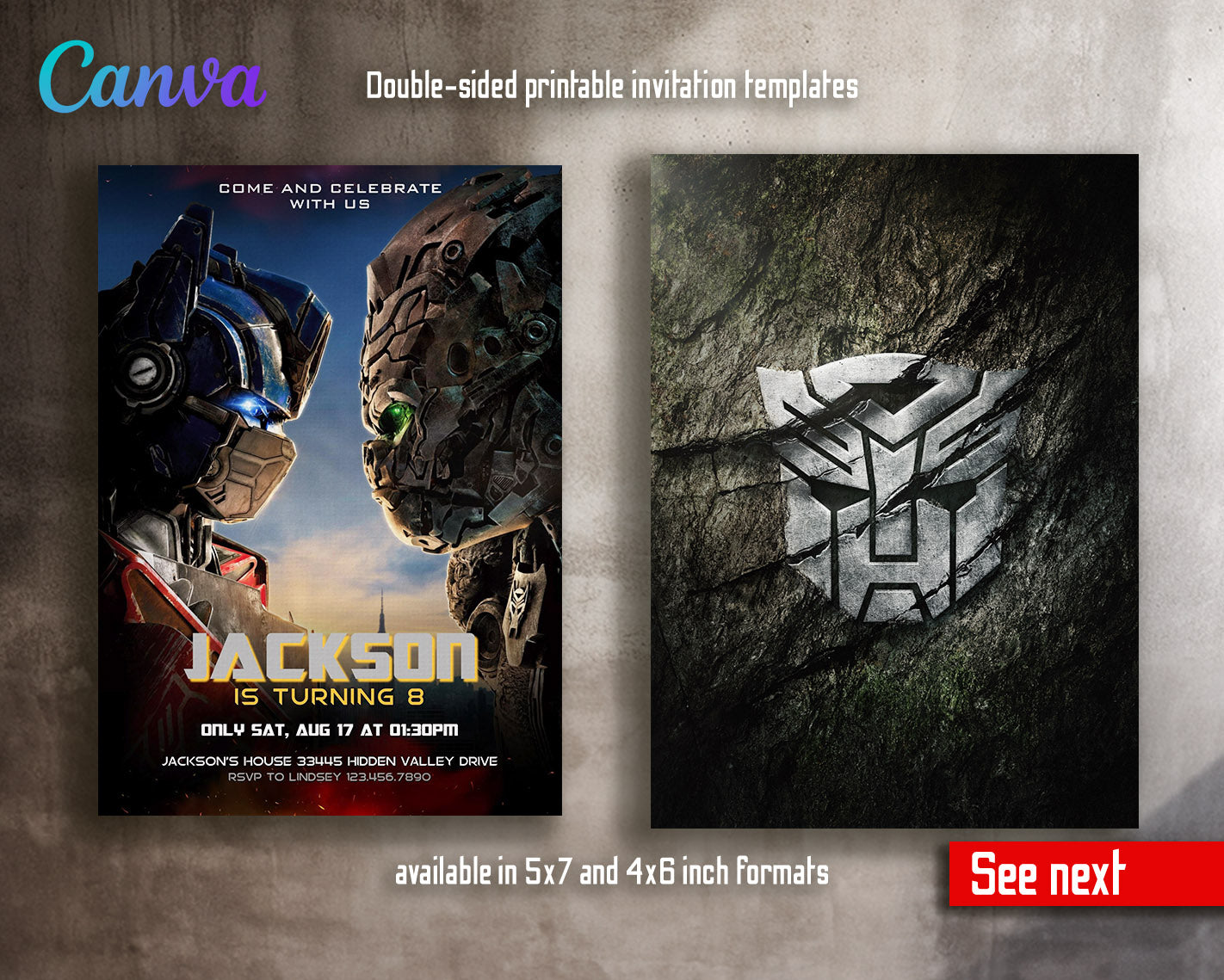 Transformers Rescue Bots  customizable invitation template | Share or Print | boy | HA906