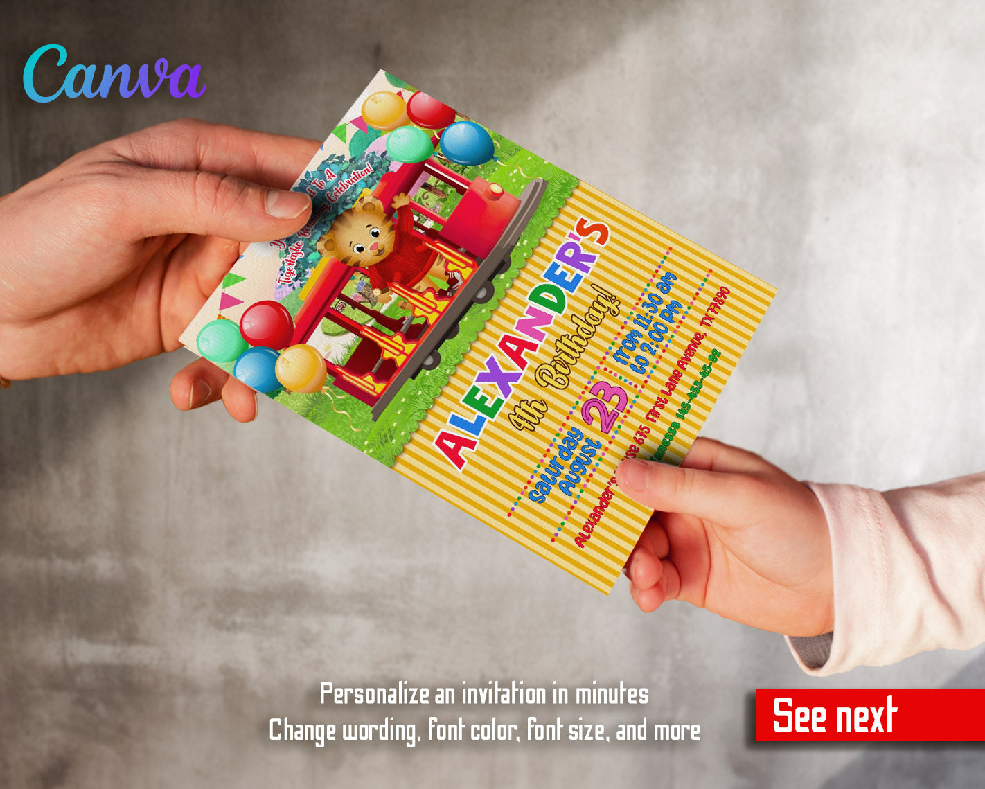 Daniel Tiger's Neighborhood customizable invitation template | Share or Print | | WO916