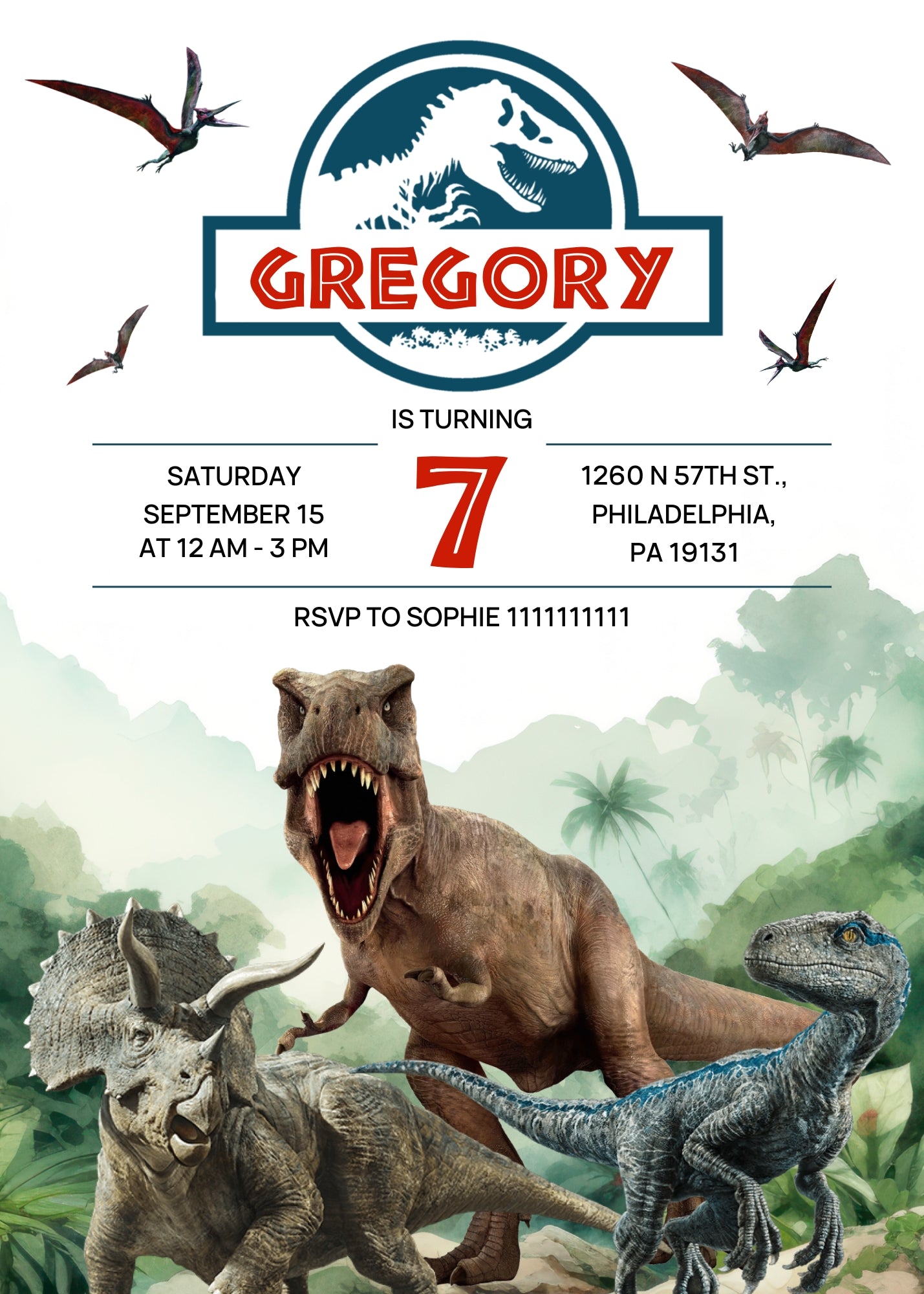 Jurassic World Dinosaur customizable invitation template | Share or Print | | RO963