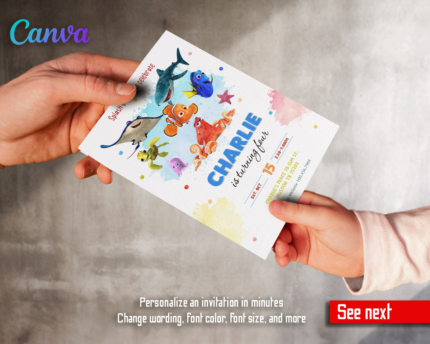 Finding Nemo customizable invitation template | Share or Print | | AH797
