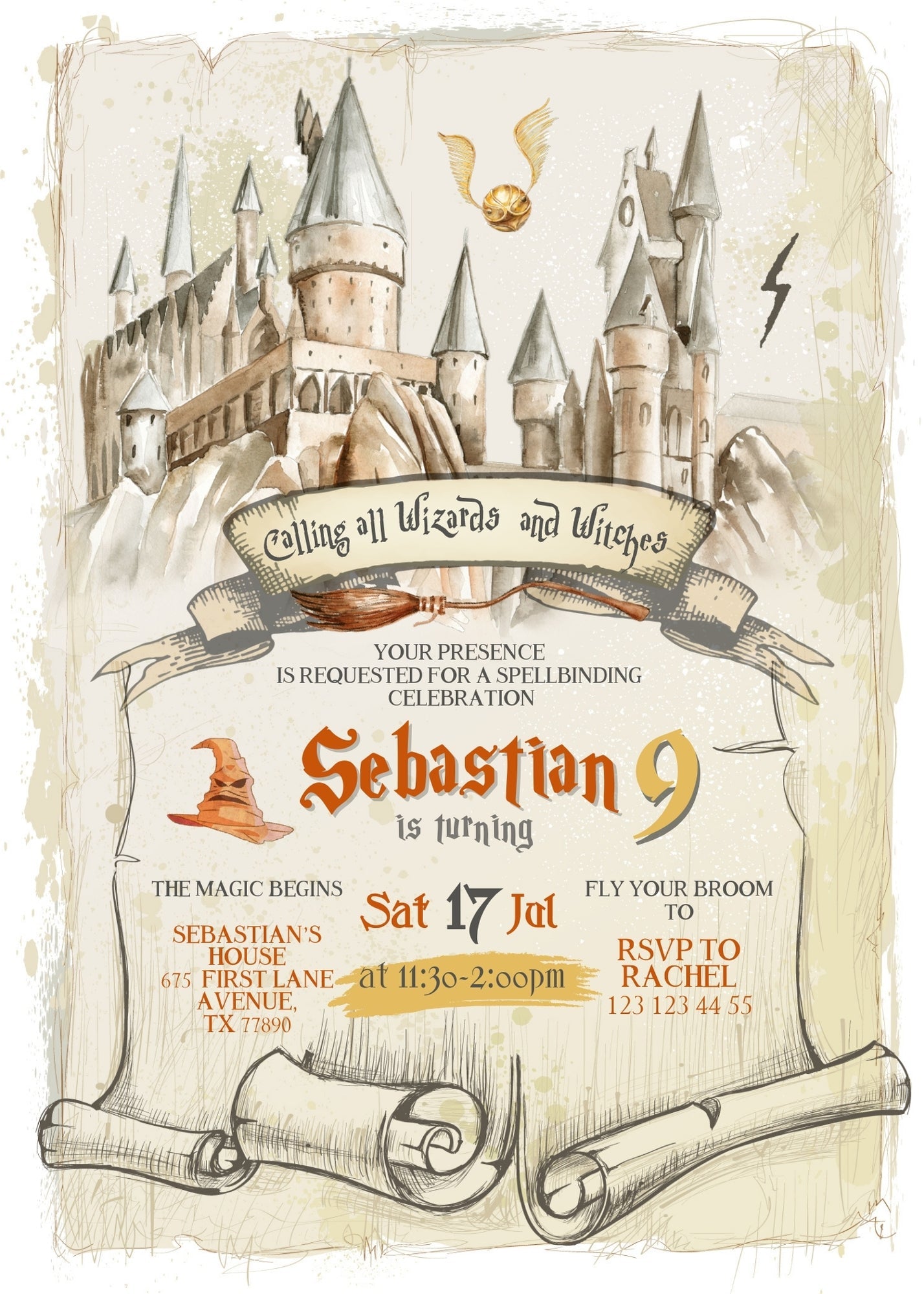 Harry Potter customizable invitation template | Share or Print | | JW770