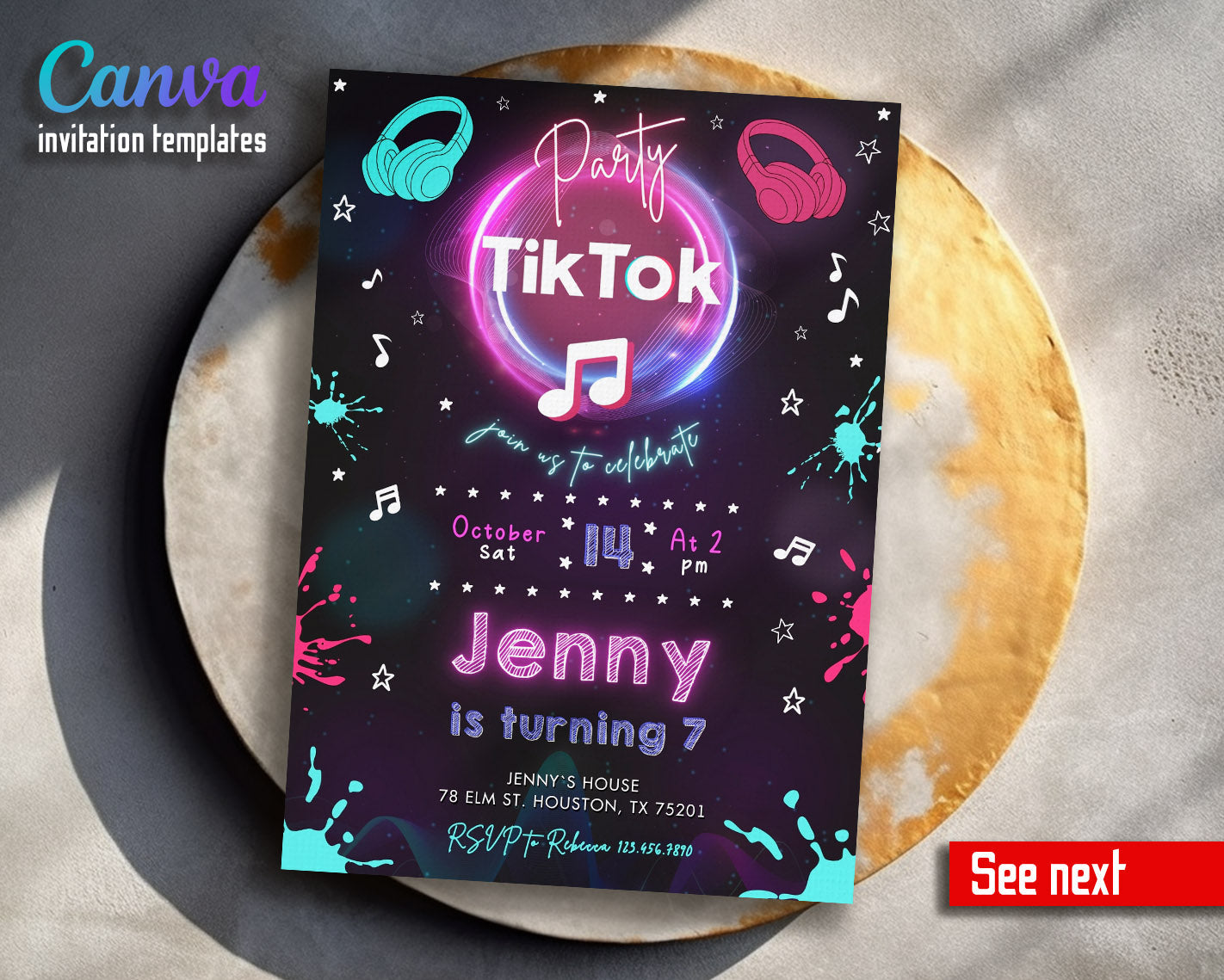 Tik Tok Party customizable invitation template | Share or Print | | BY253