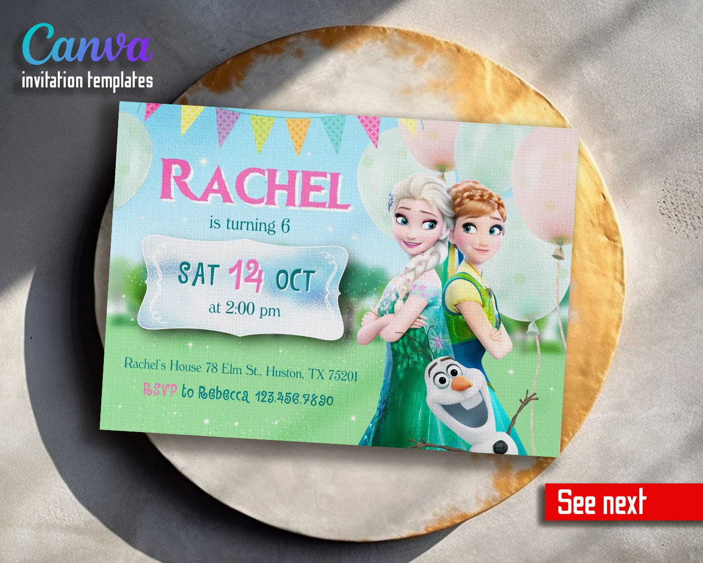Frozen Elsa customizable invitation template | Share or Print | girl | UV474