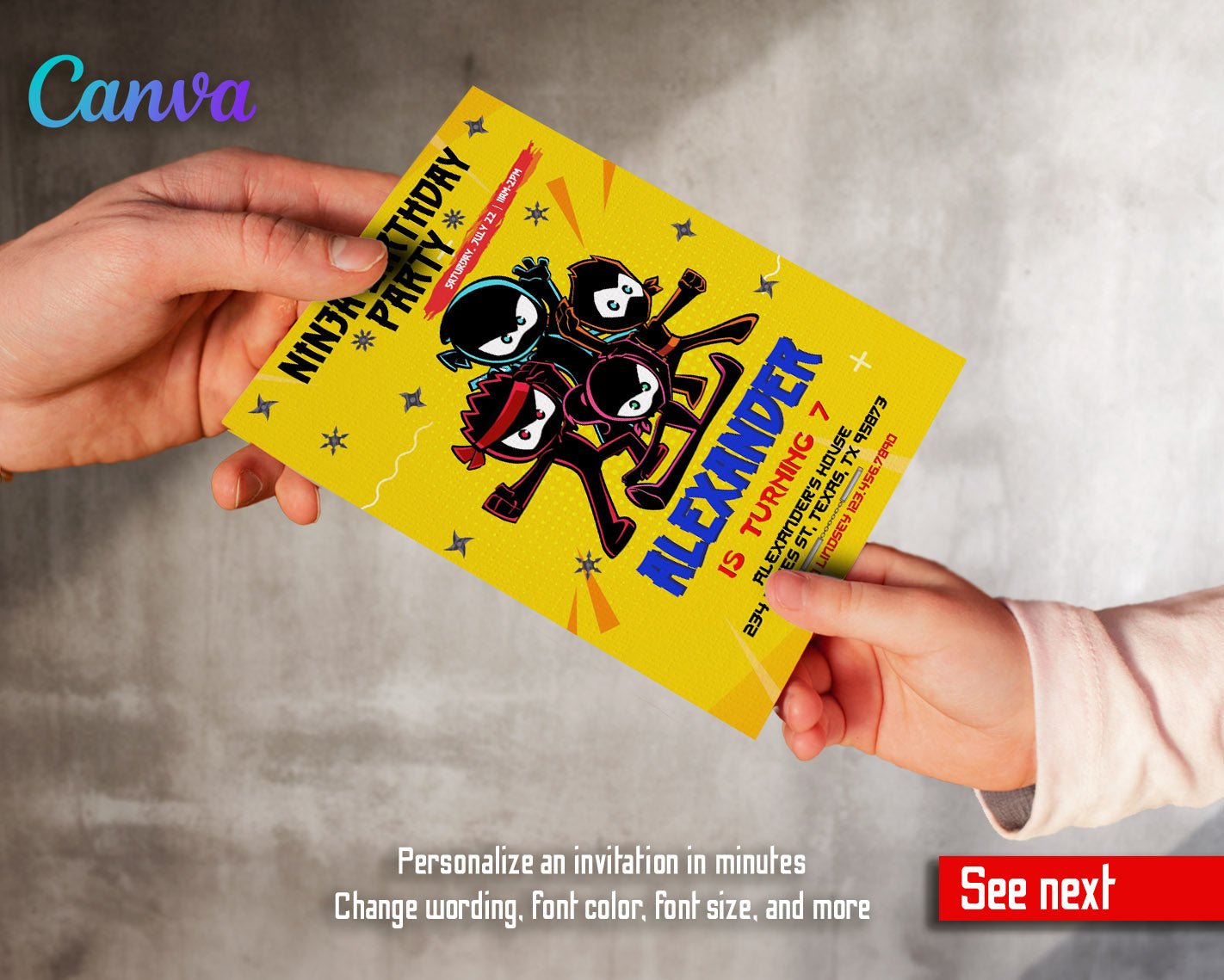 Ninja Kidz TV customizable invitation template | Share or Print | | LM081