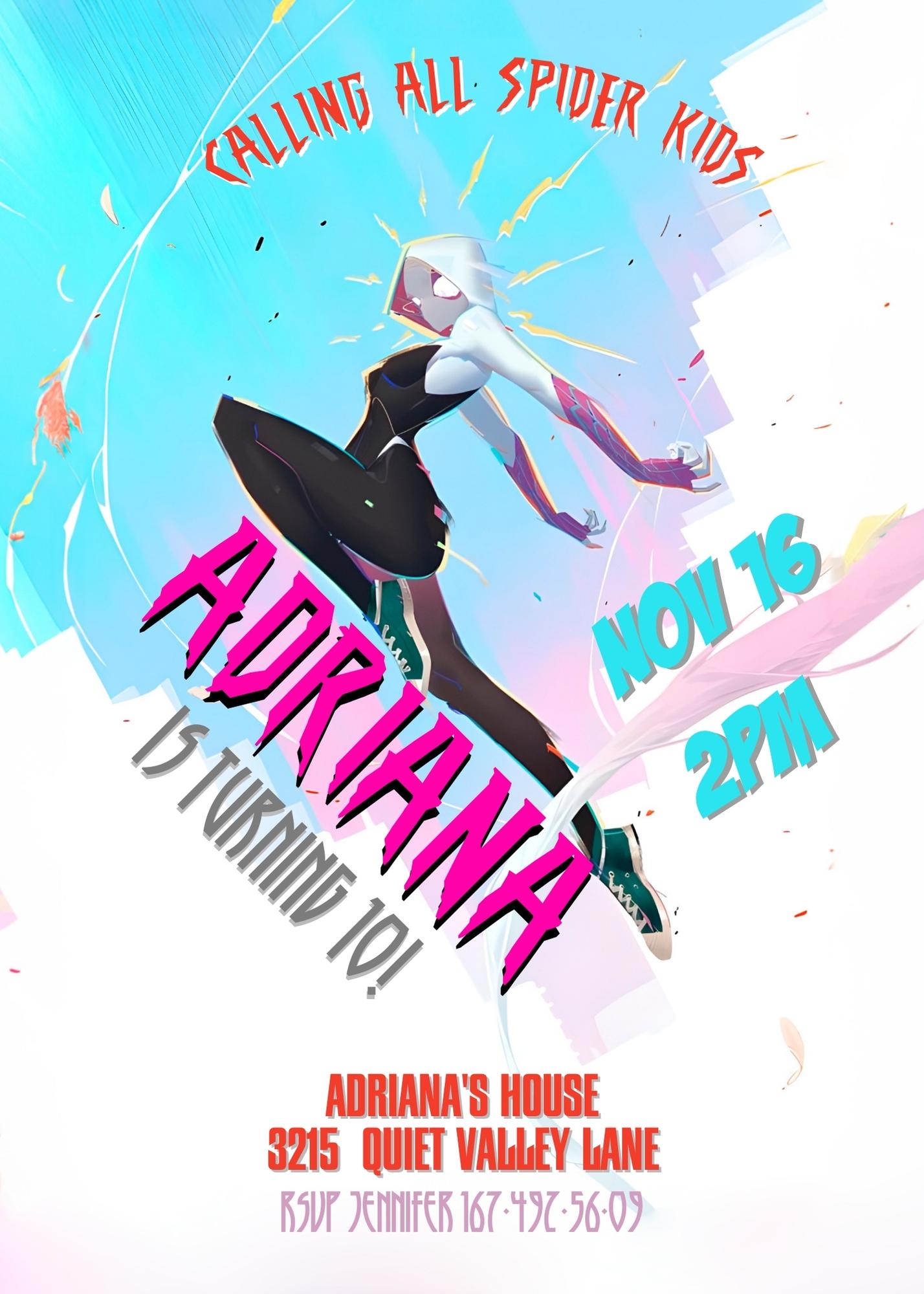 Spider Gwen Ghost Spidey customizable invitation template | Share or Print | girl | TK373