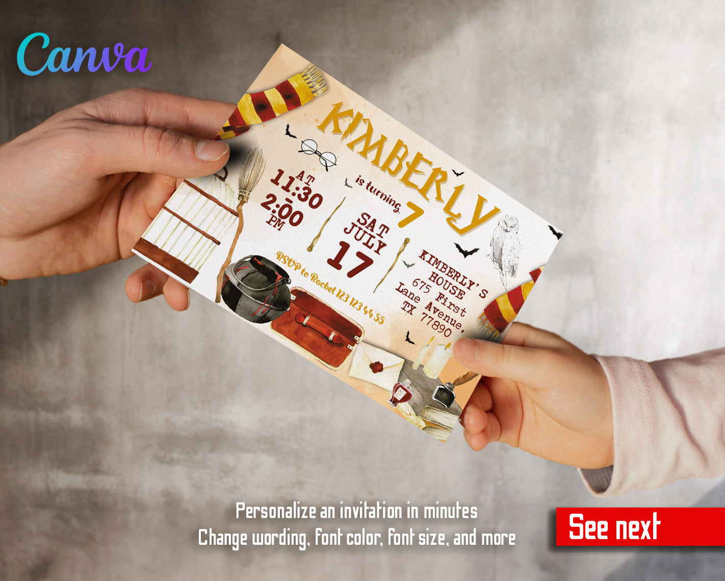 Harry Potter customizable invitation template | Share or Print | | KW158