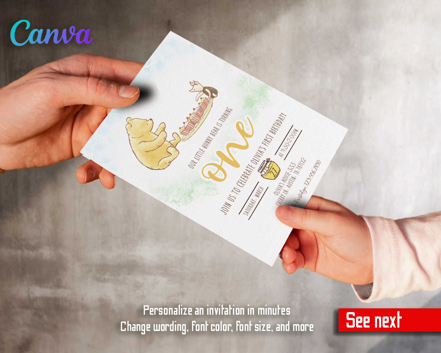 Winnie the Pooh customizable invitation template | Share or Print | | IA620