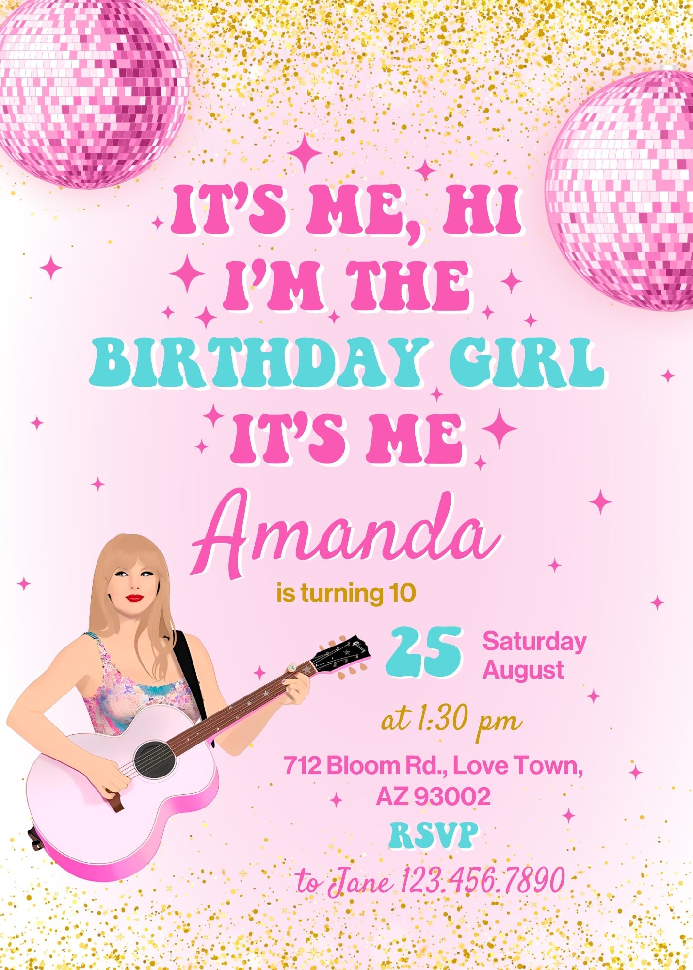 Taylor Swift Eras Tour customizable invitation template | Share or Print | girl | SK080