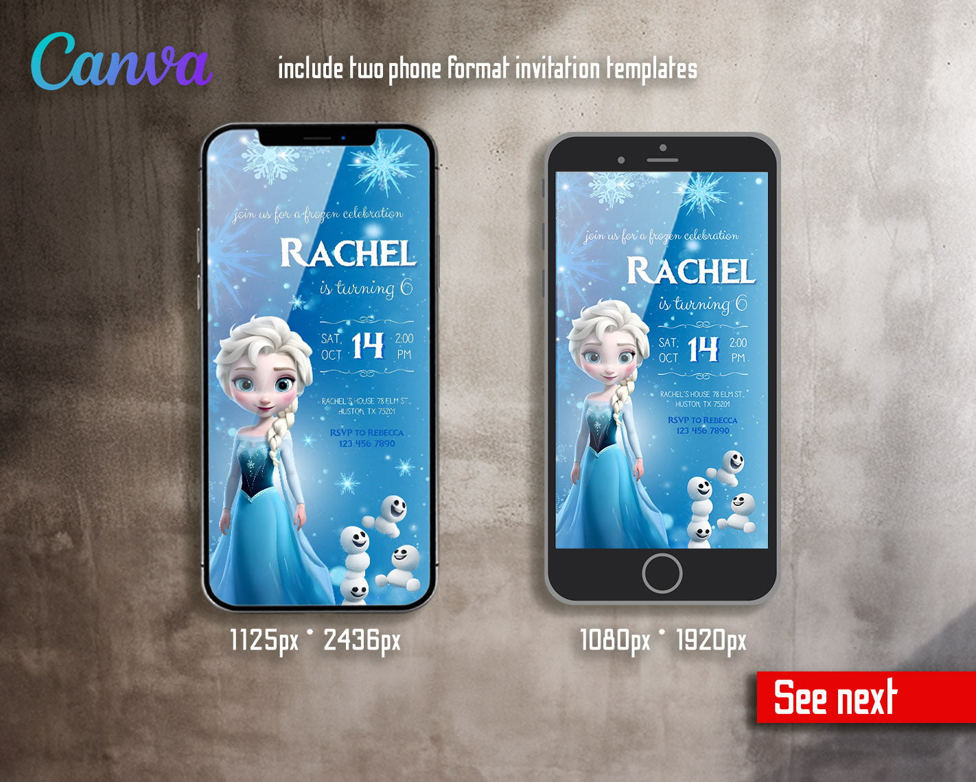 Frozen Elsa customizable invitation template | Share or Print | girl | EK828