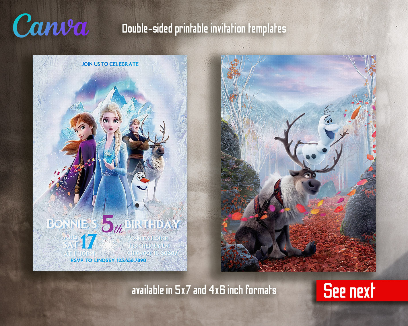 Frozen Elsa customizable invitation template | Share or Print | girl | NX417