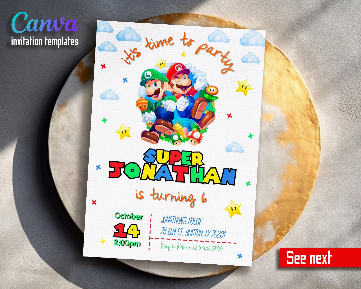 Super Mario Bros customizable invitation template | Share or Print | | LC295