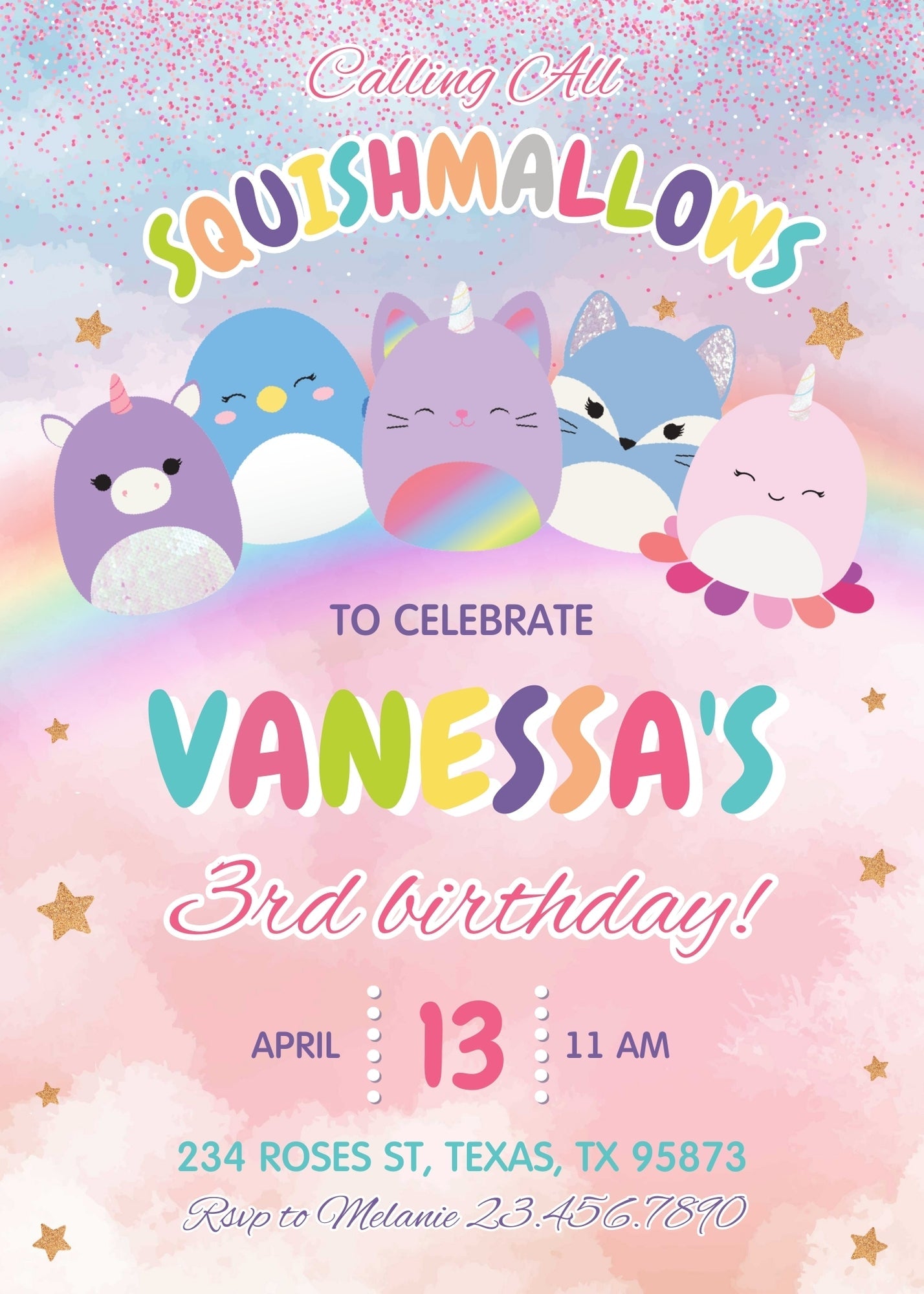 Squishmallows customizable invitation template | Share or Print | | RO937