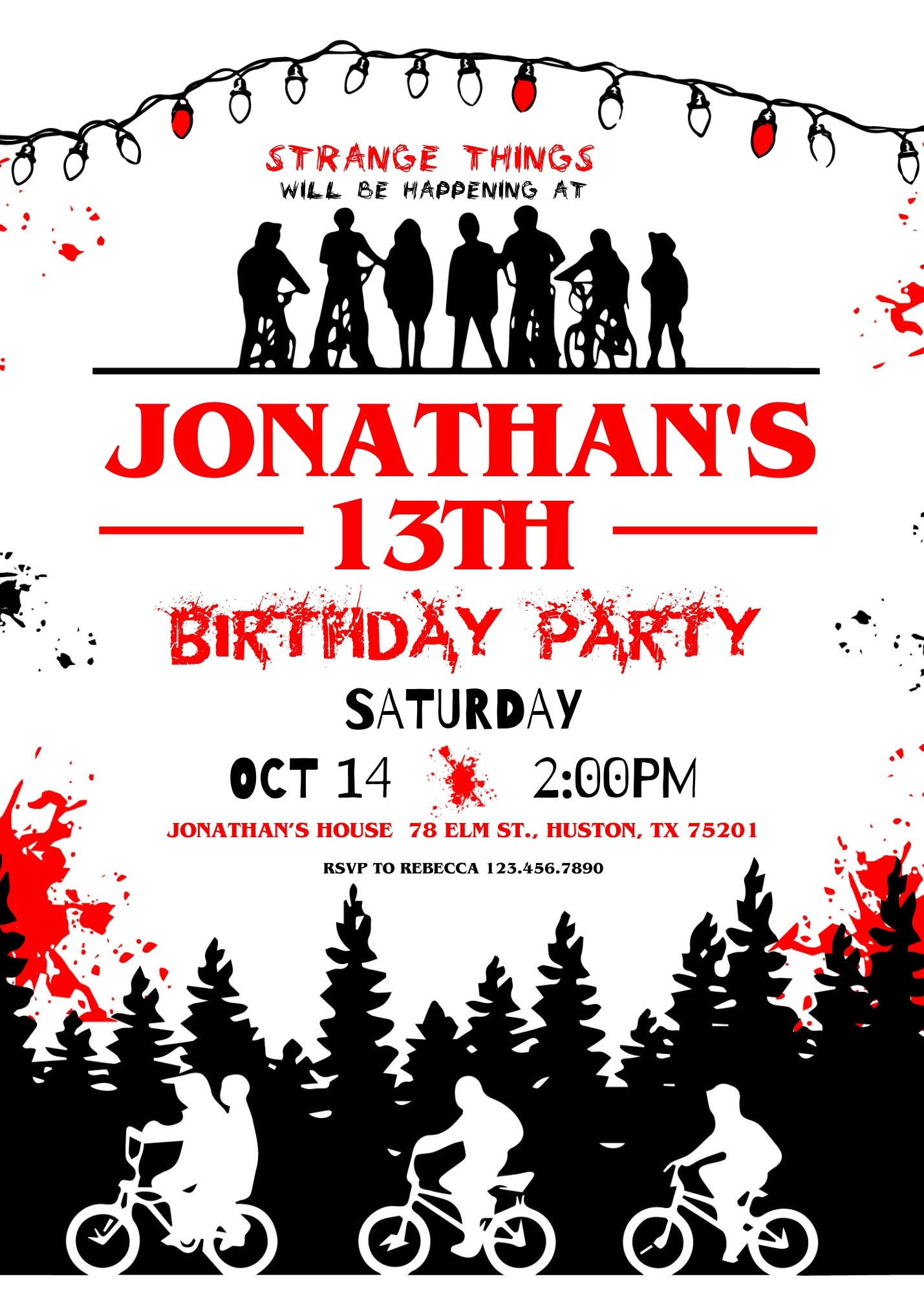 Stranger Things customizable invitation template | Share or Print | | VB958
