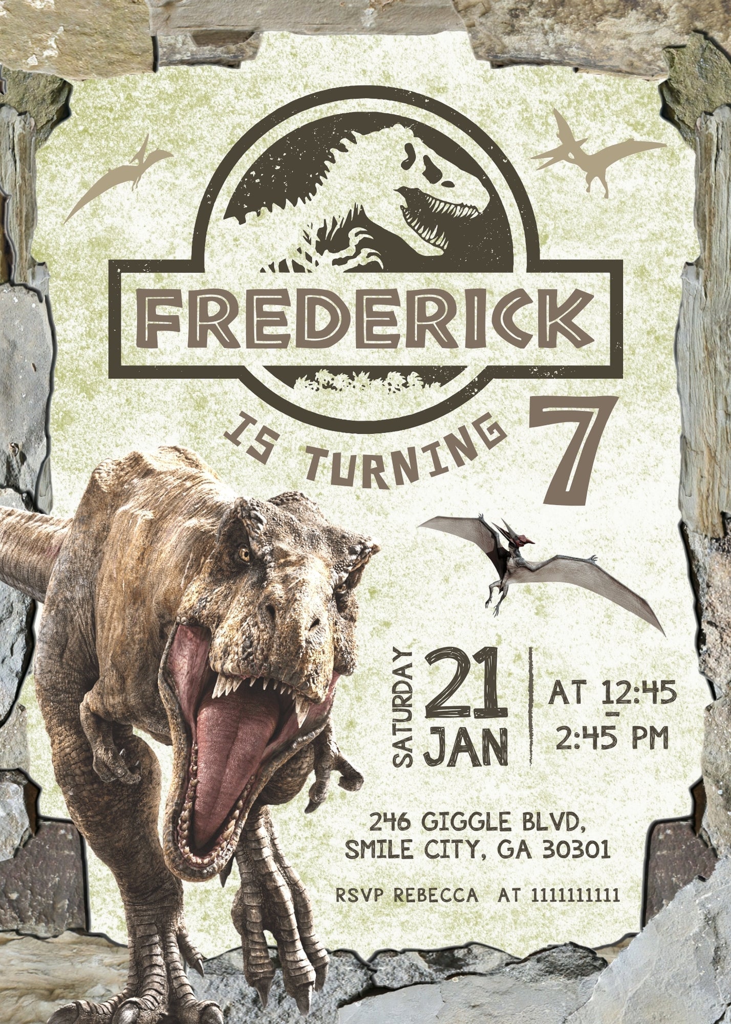 Jurassic Park Dinosaur customizable invitation template | Share or Print | | GE181