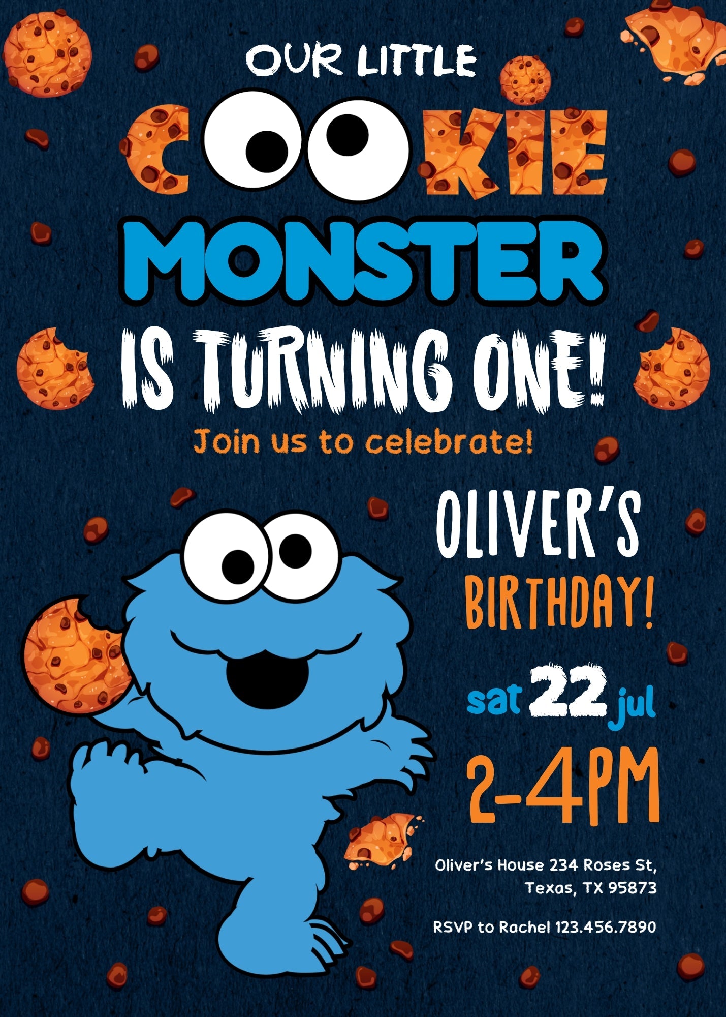 Sesame Street Cookie Monster customizable invitation template | Share or Print | | LF507
