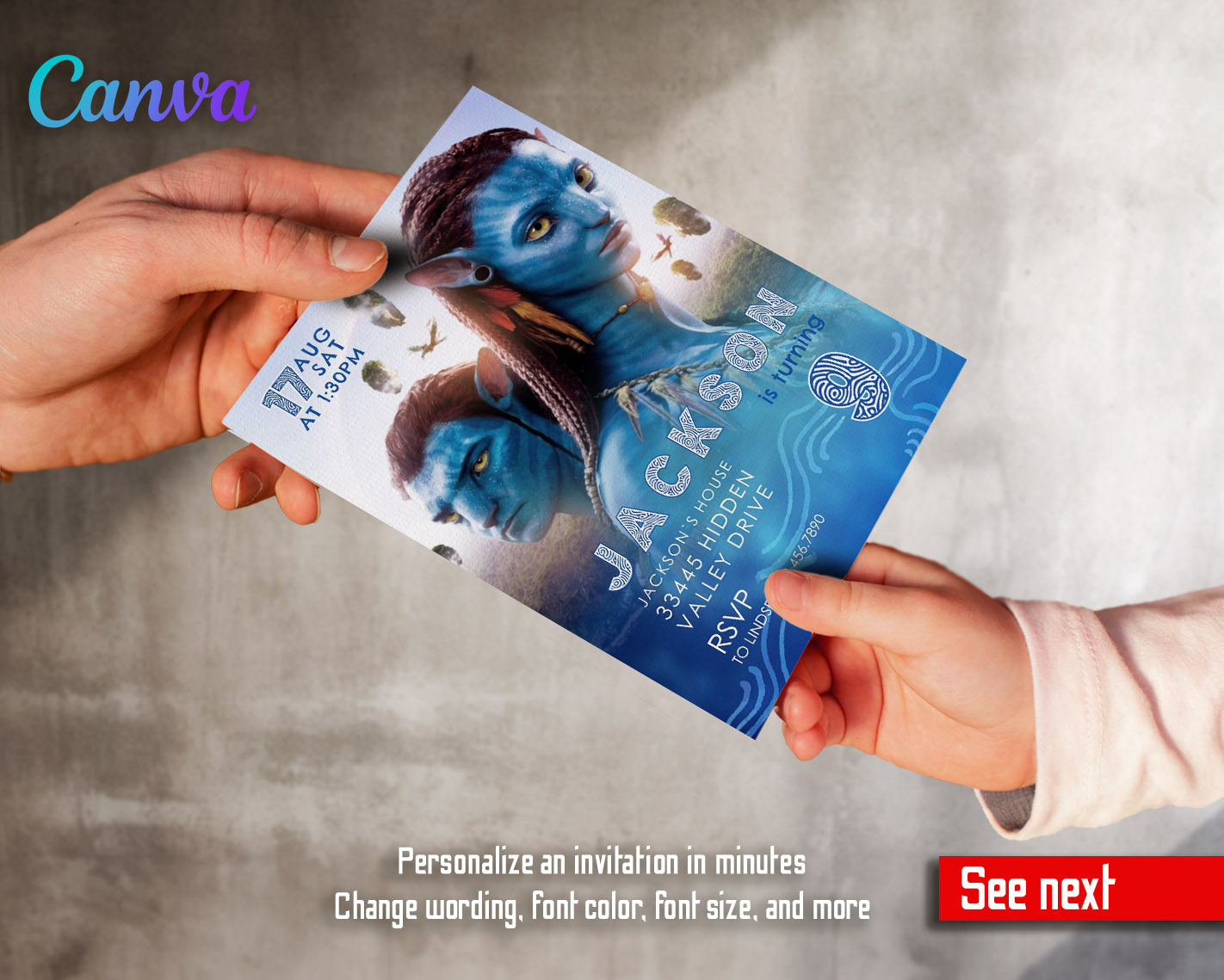 Avatar The Way of Water customizable invitation template | Share or Print | | UJ622