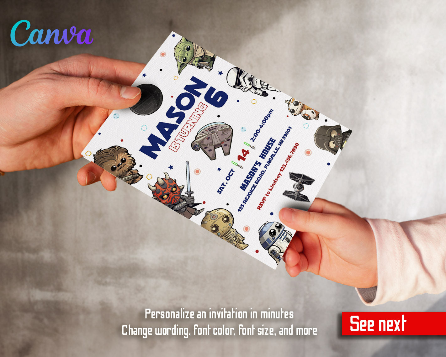 Star Wars Darth Vader customizable invitation template | Share or Print | boy | ZN899