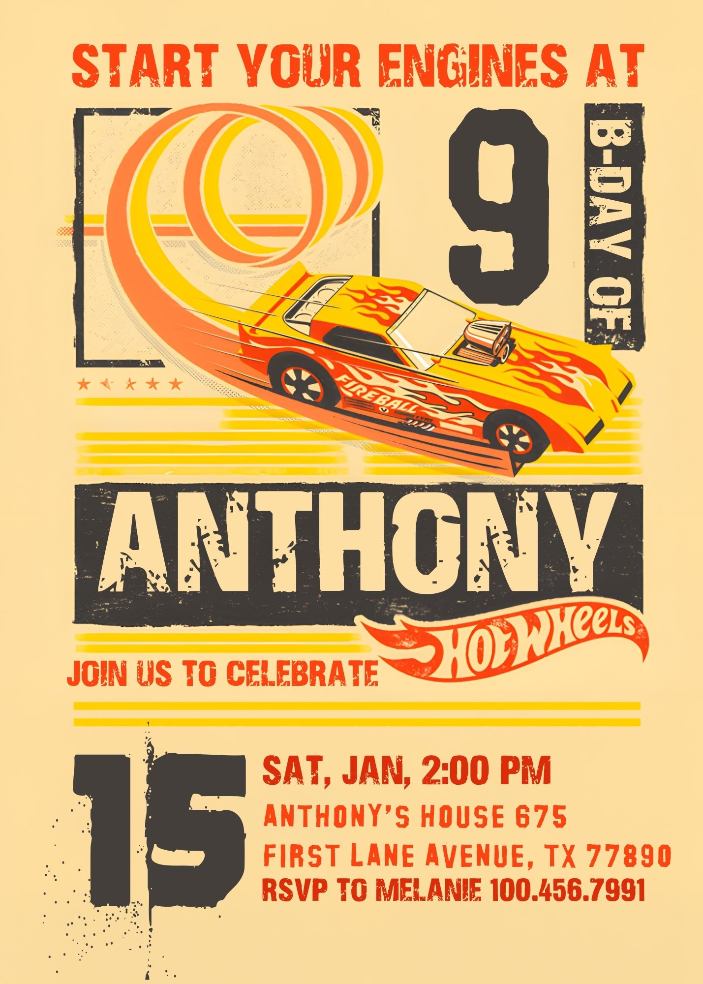 Hot Wheels Racing customizable invitation template | Share or Print | boy | YW913